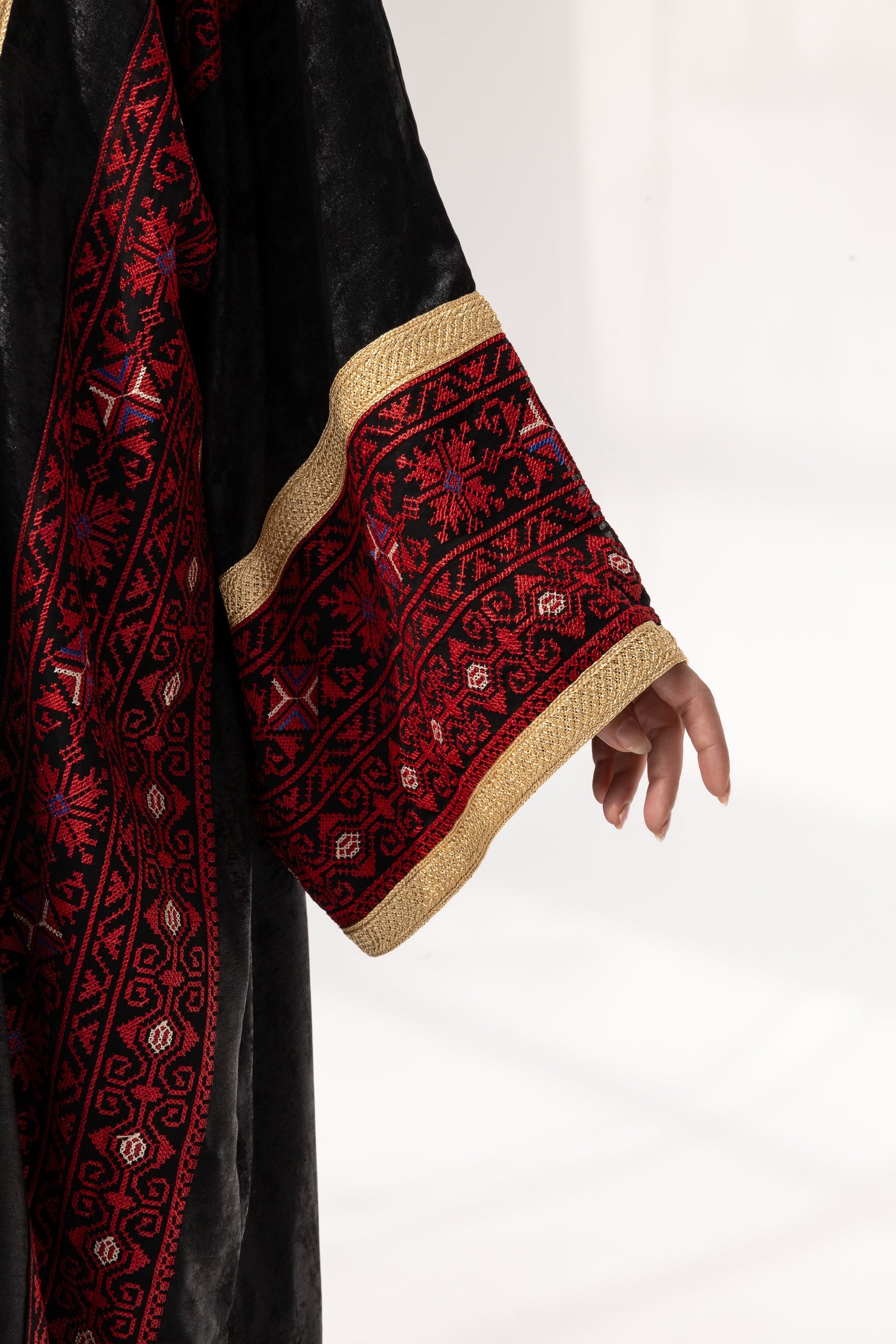 Black Abaya with Red Embroidery