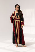 Black Abaya with Red Embroidery