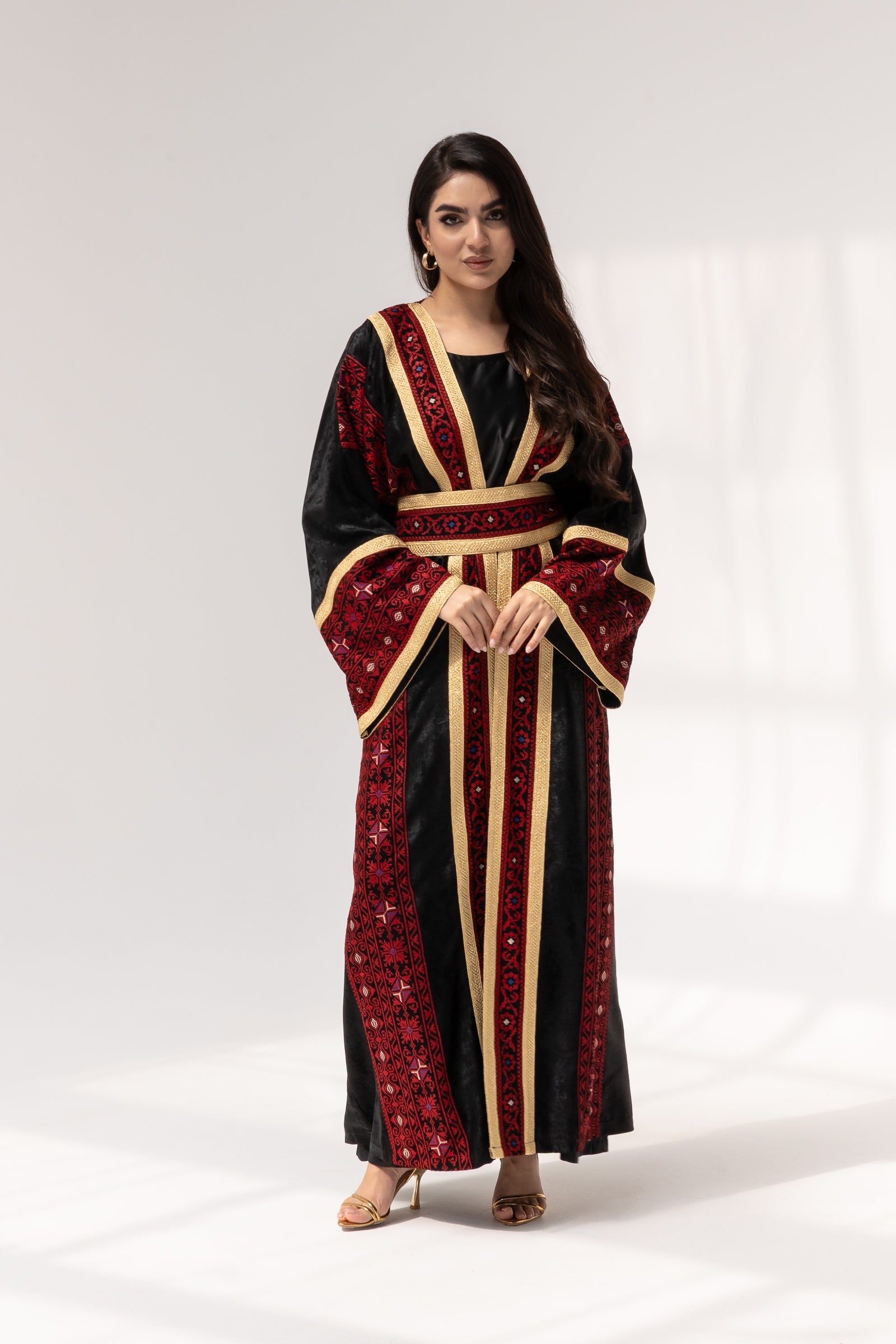 Black Abaya with Red Embroidery