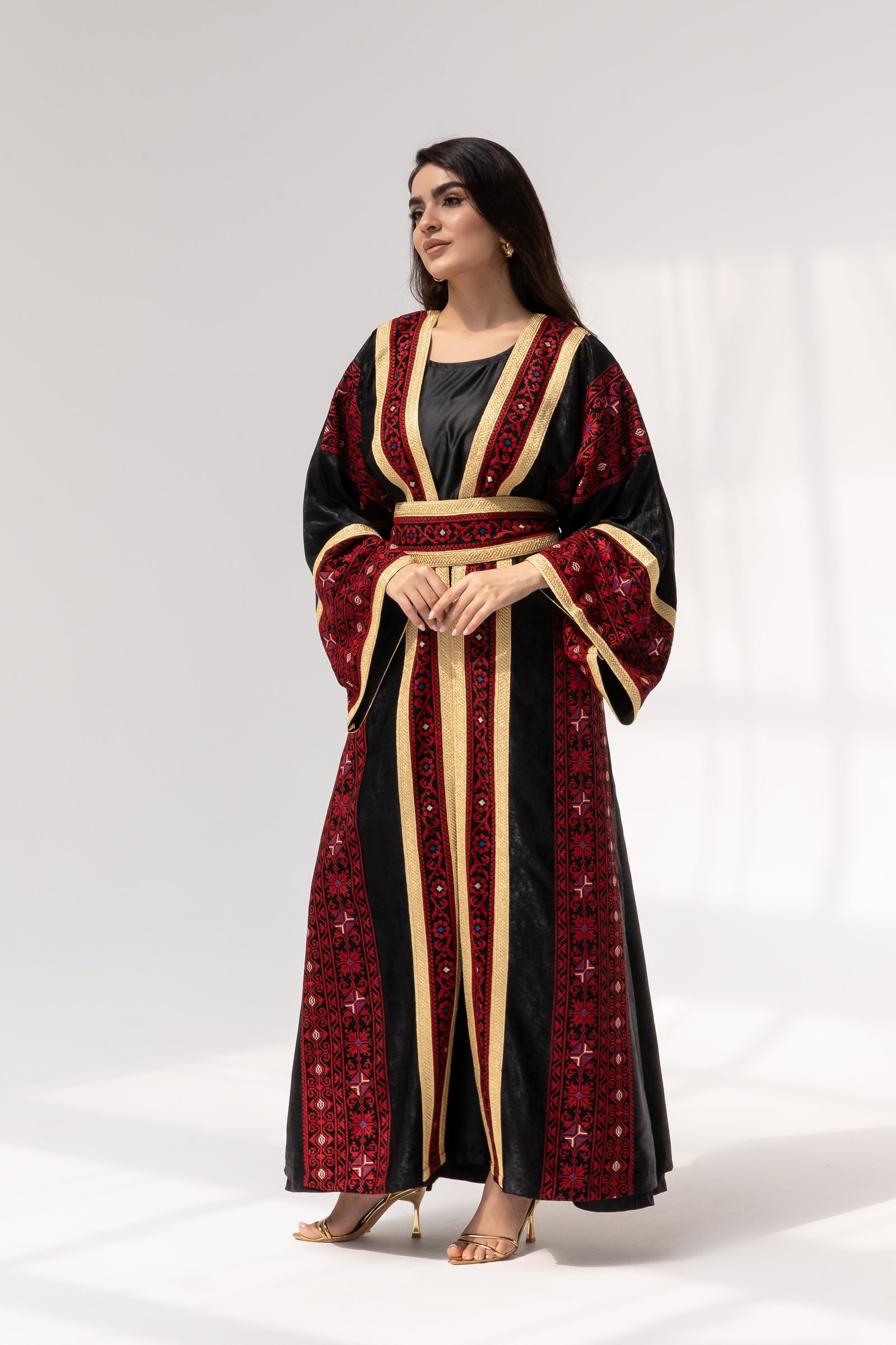 Black Abaya with Red Embroidery