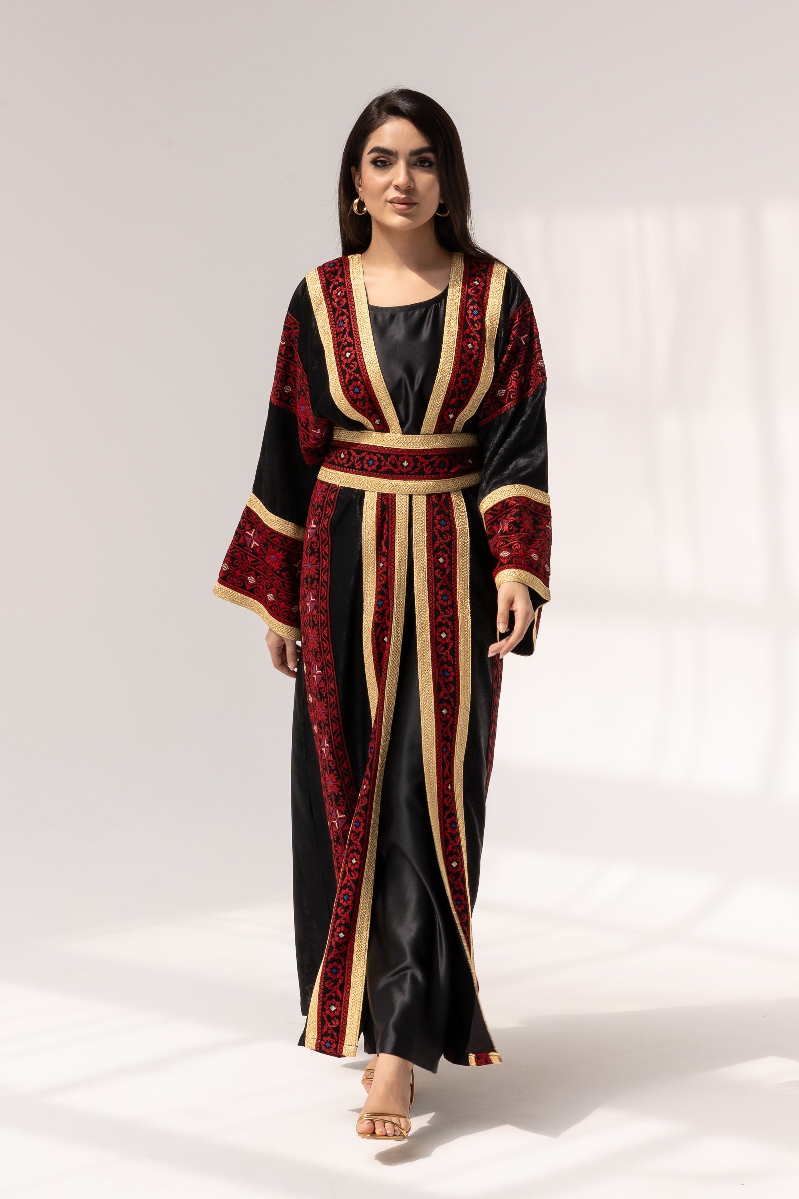 Black Abaya with Red Embroidery