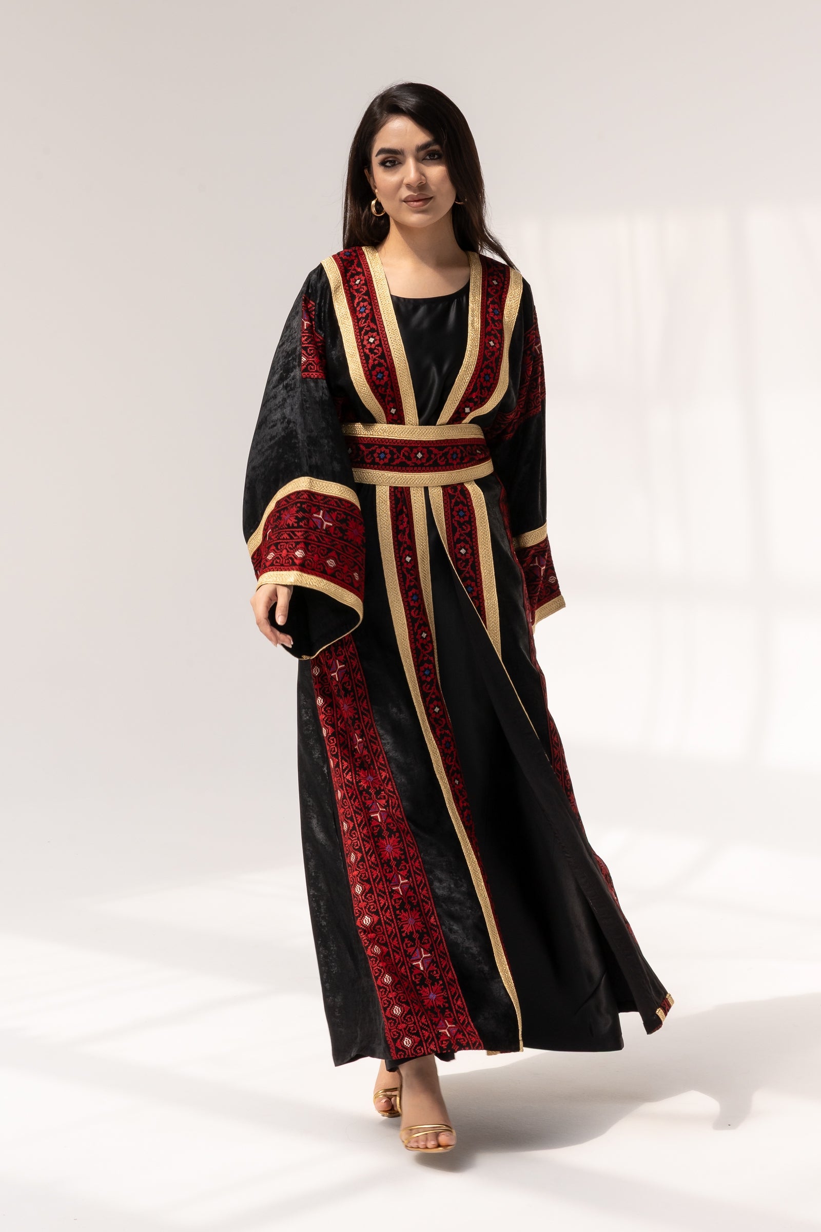 Black Abaya with Red Embroidery