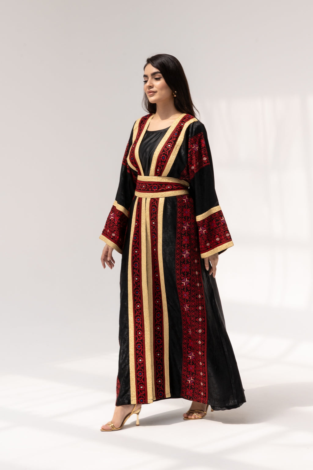 Black Abaya with Red Embroidery