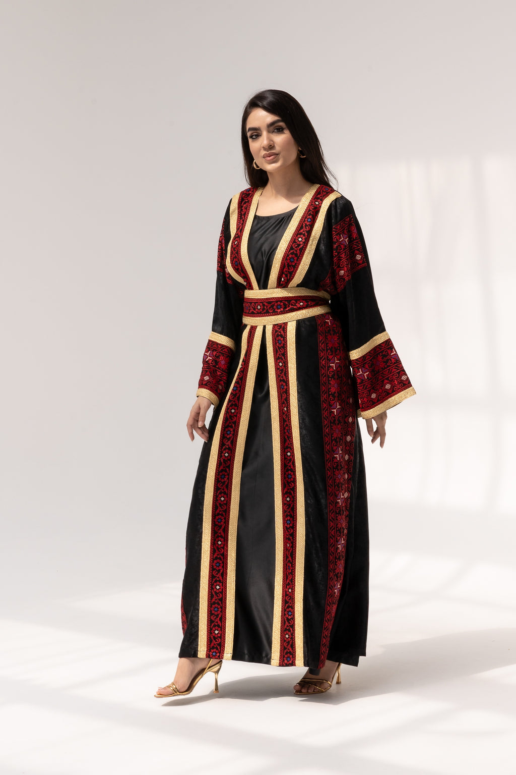 Black Abaya with Red Embroidery