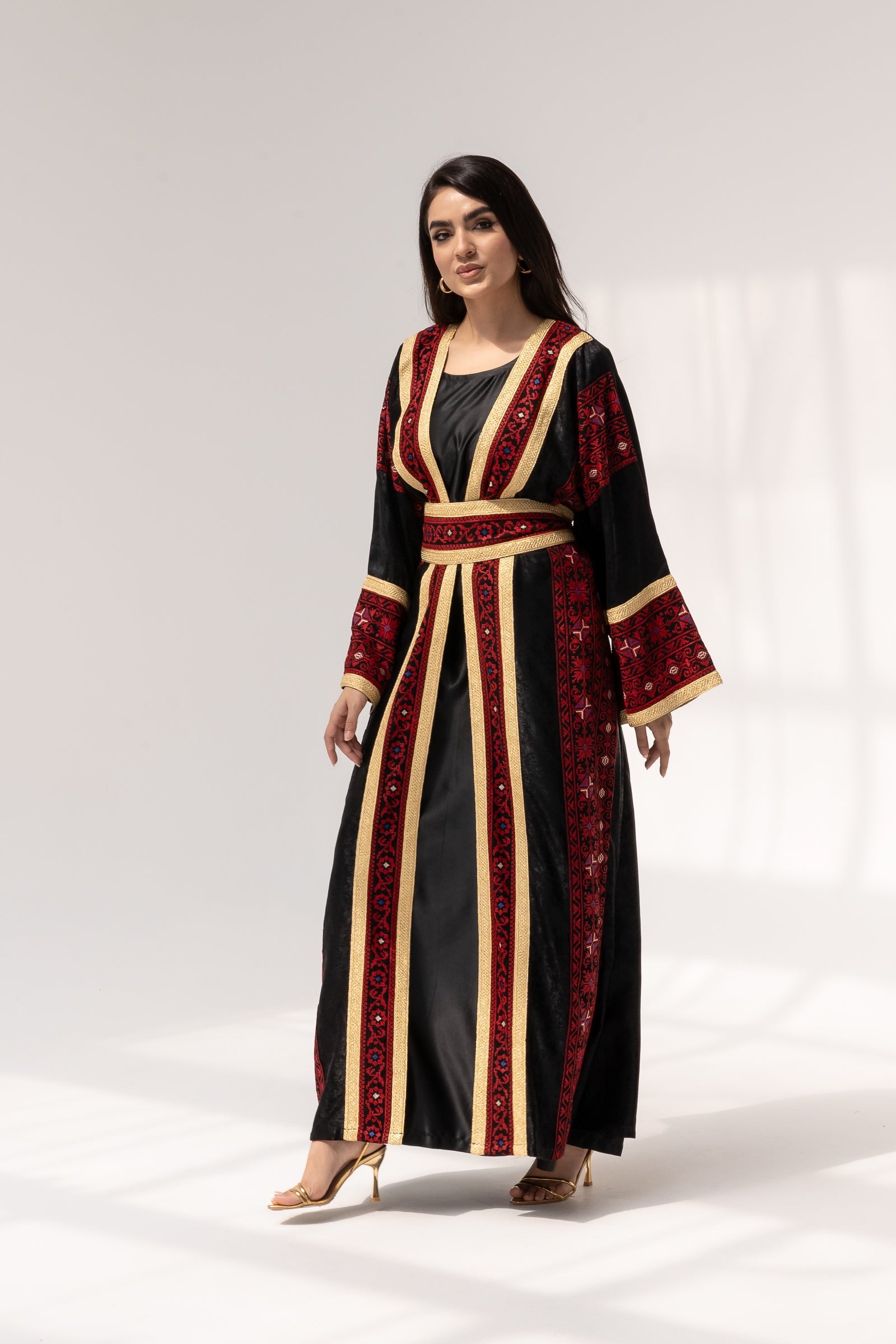 Black Abaya with Red Embroidery