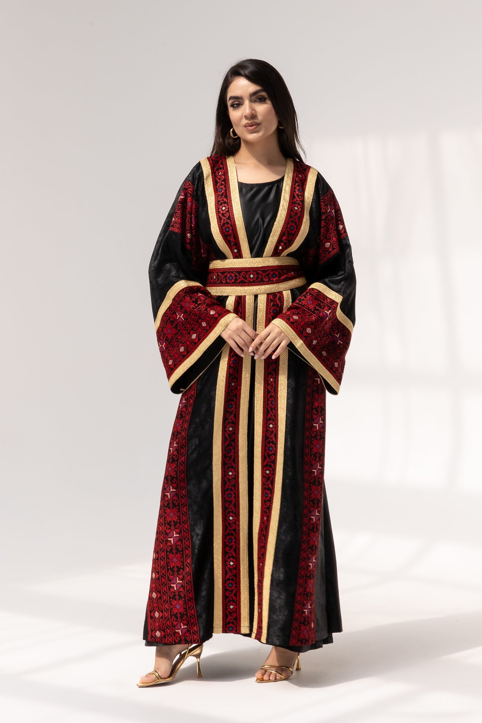 Black Abaya with Red Embroidery