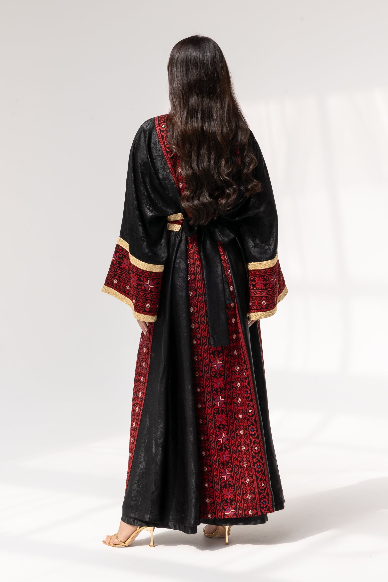 Black Abaya with Red Embroidery