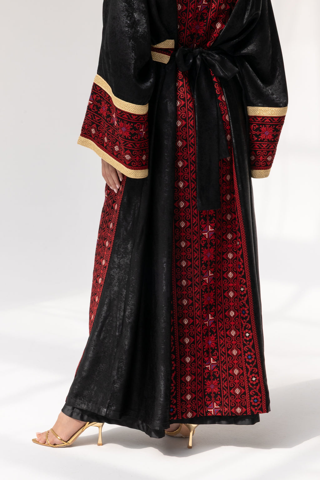 Black Abaya with Red Embroidery