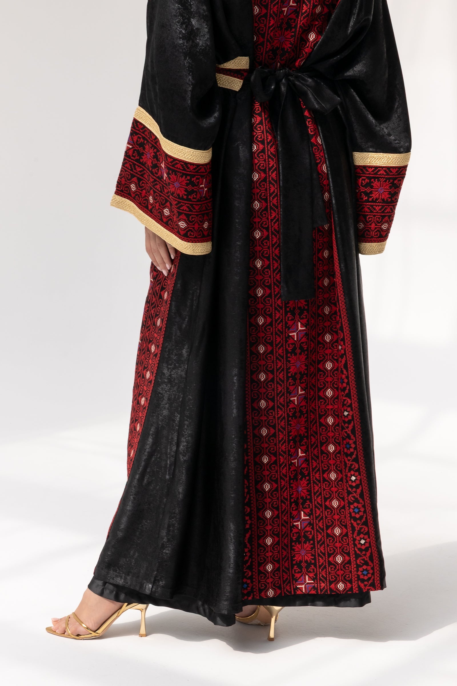 Black Abaya with Red Embroidery