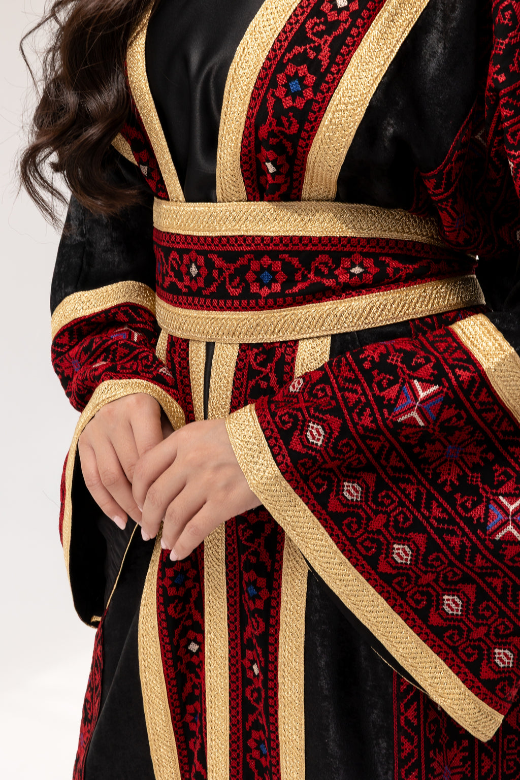 Black Abaya with Red Embroidery