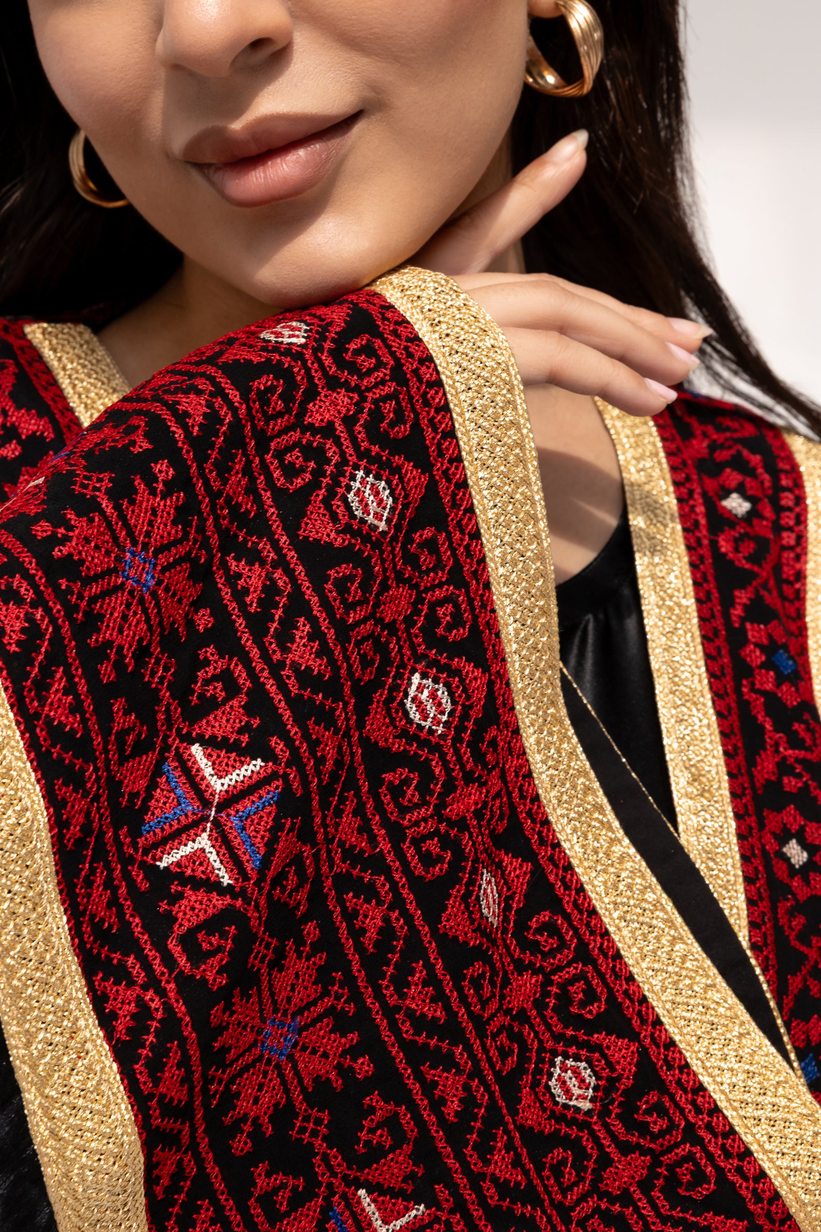 Black Abaya with Red Embroidery