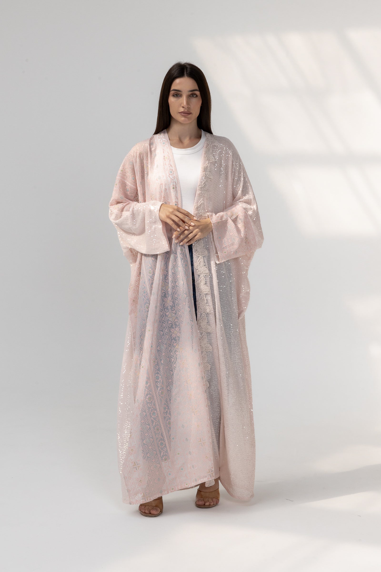 Blush Abaya with Butterfly Aplliqué