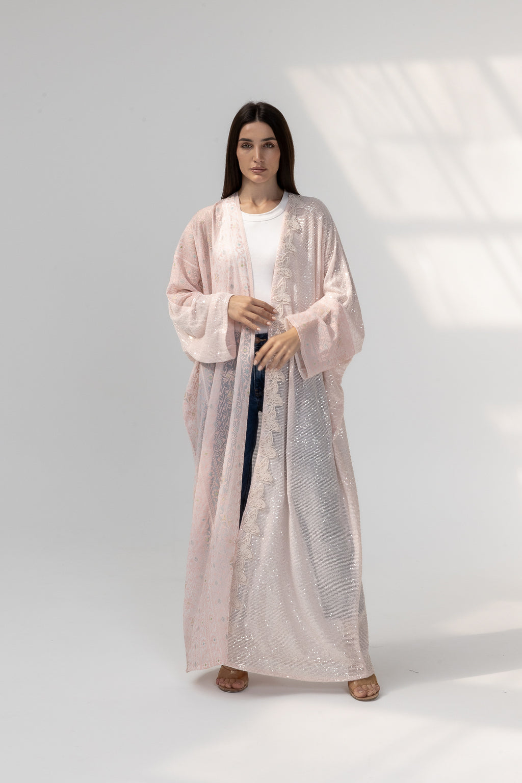 Blush Abaya with Butterfly Aplliqué