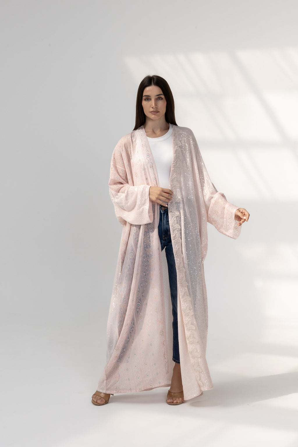 Blush Abaya with Butterfly Aplliqué