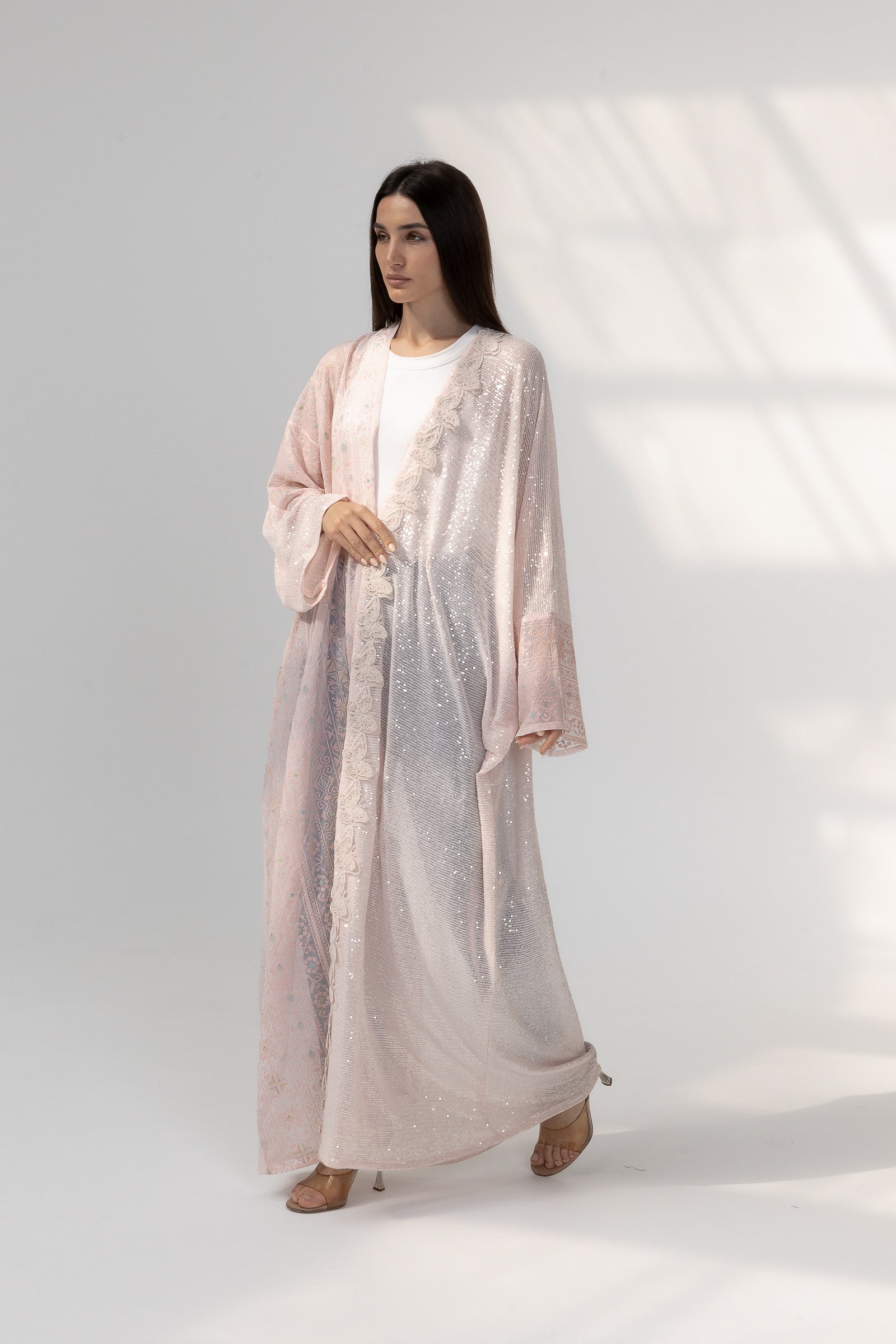 Blush Abaya with Butterfly Aplliqué