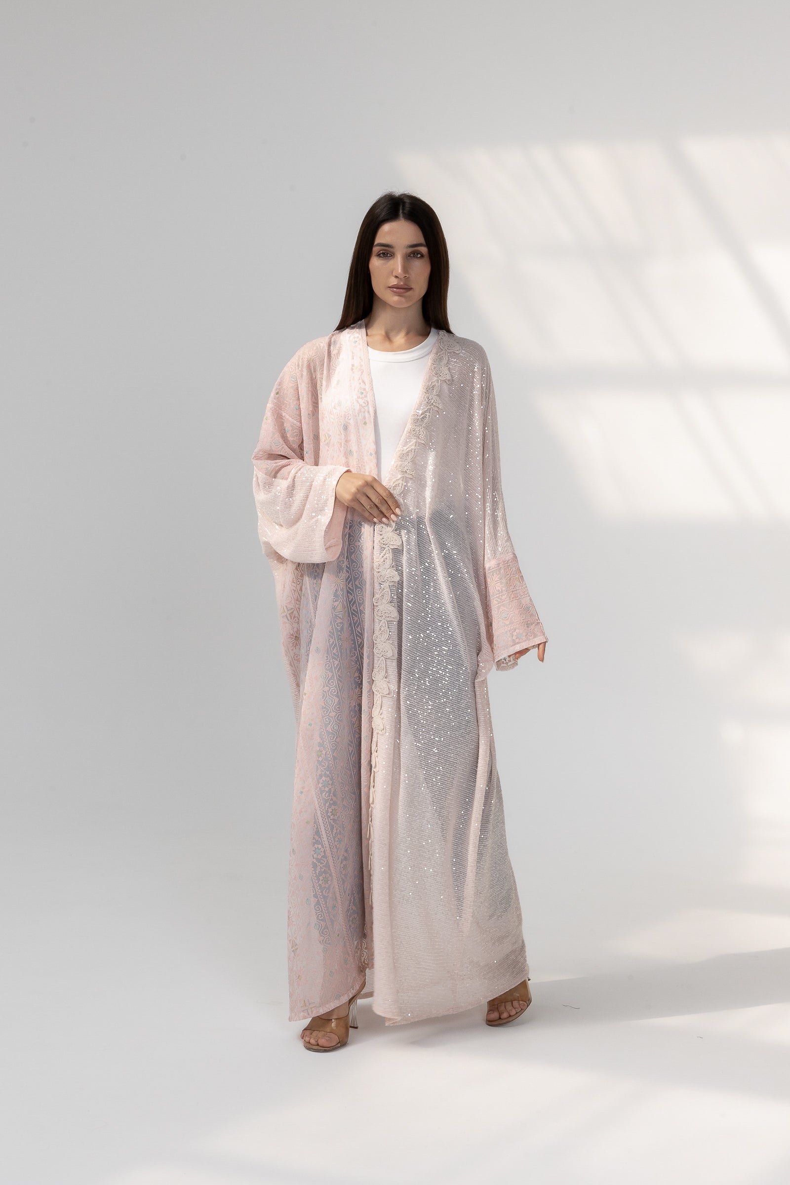 Blush Abaya with Butterfly Aplliqué