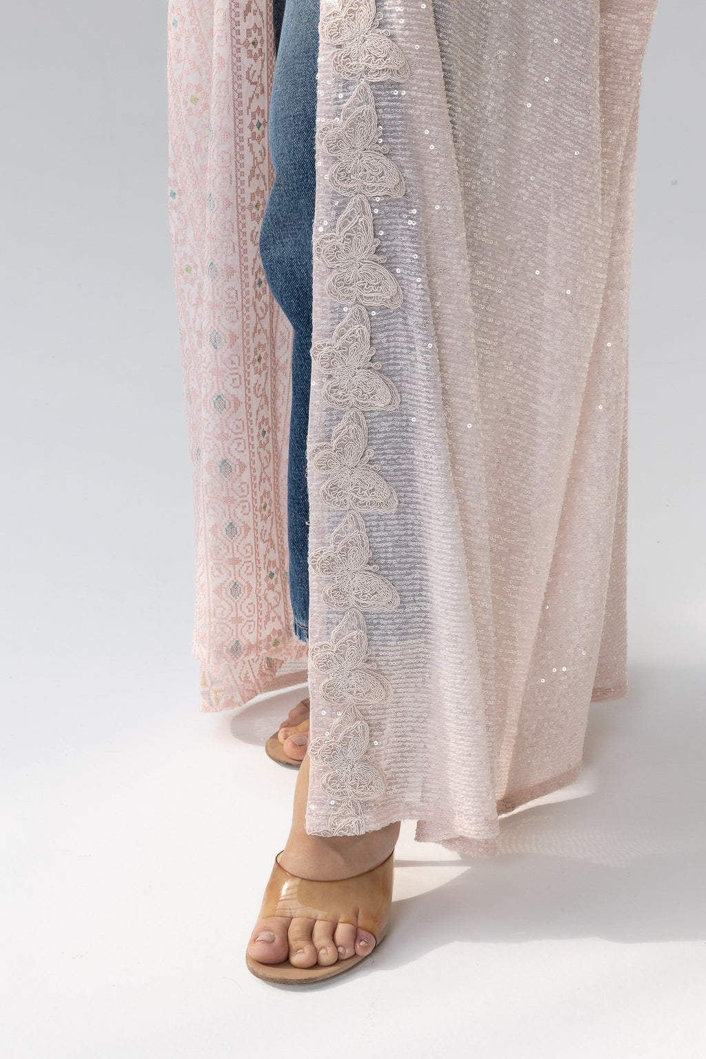Blush Abaya with Butterfly Aplliqué