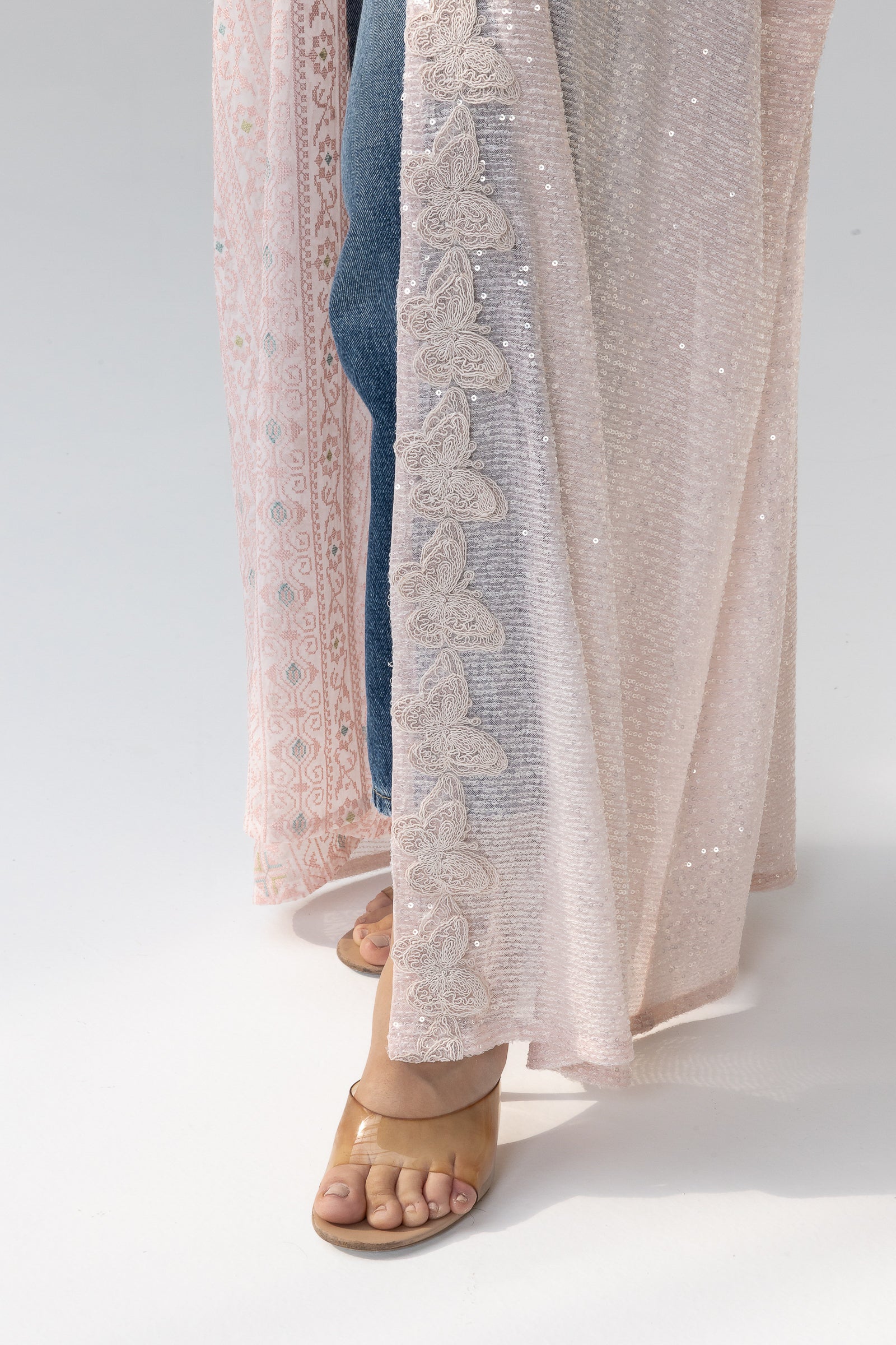 Blush Abaya with Butterfly Aplliqué