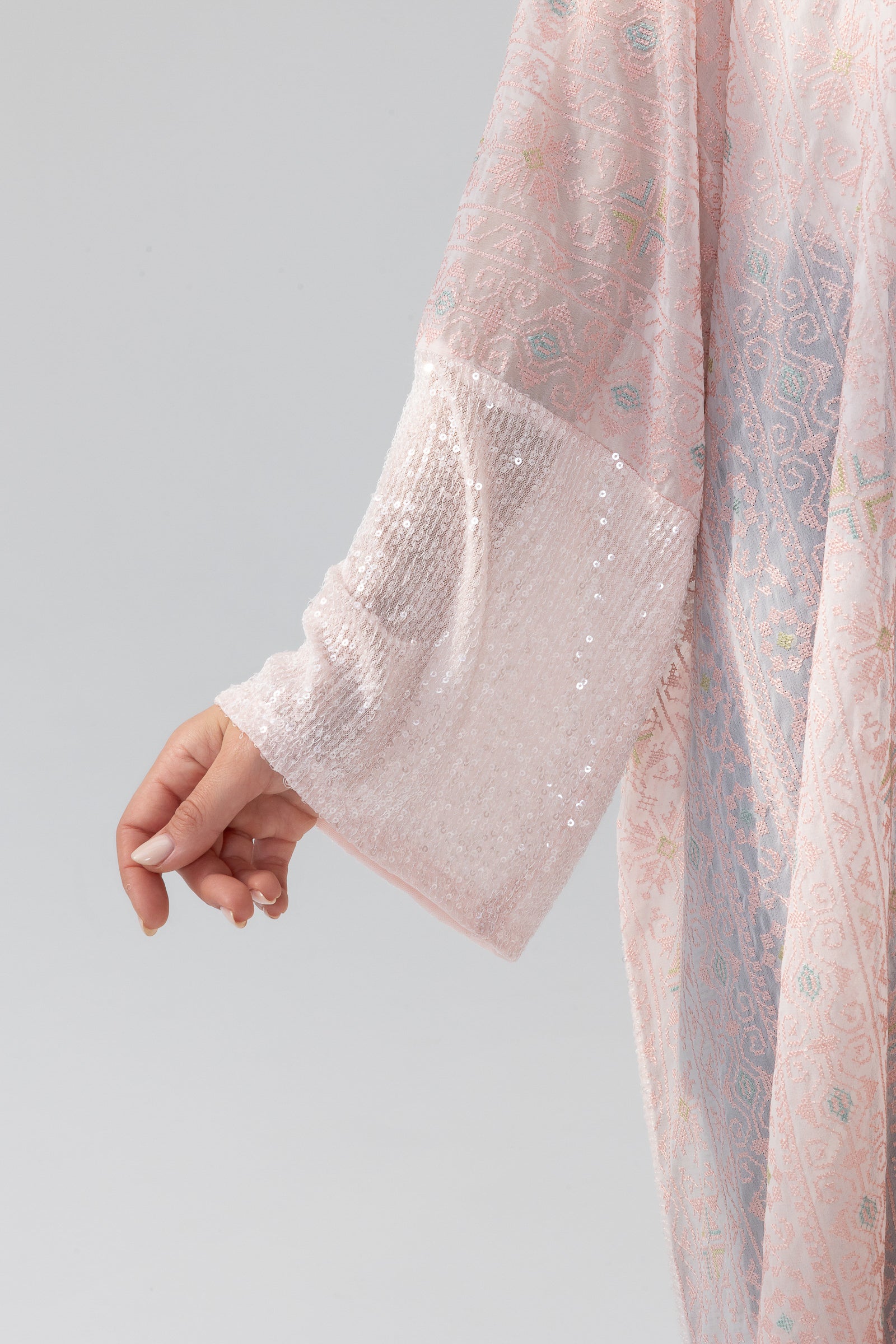 Blush Abaya with Butterfly Aplliqué