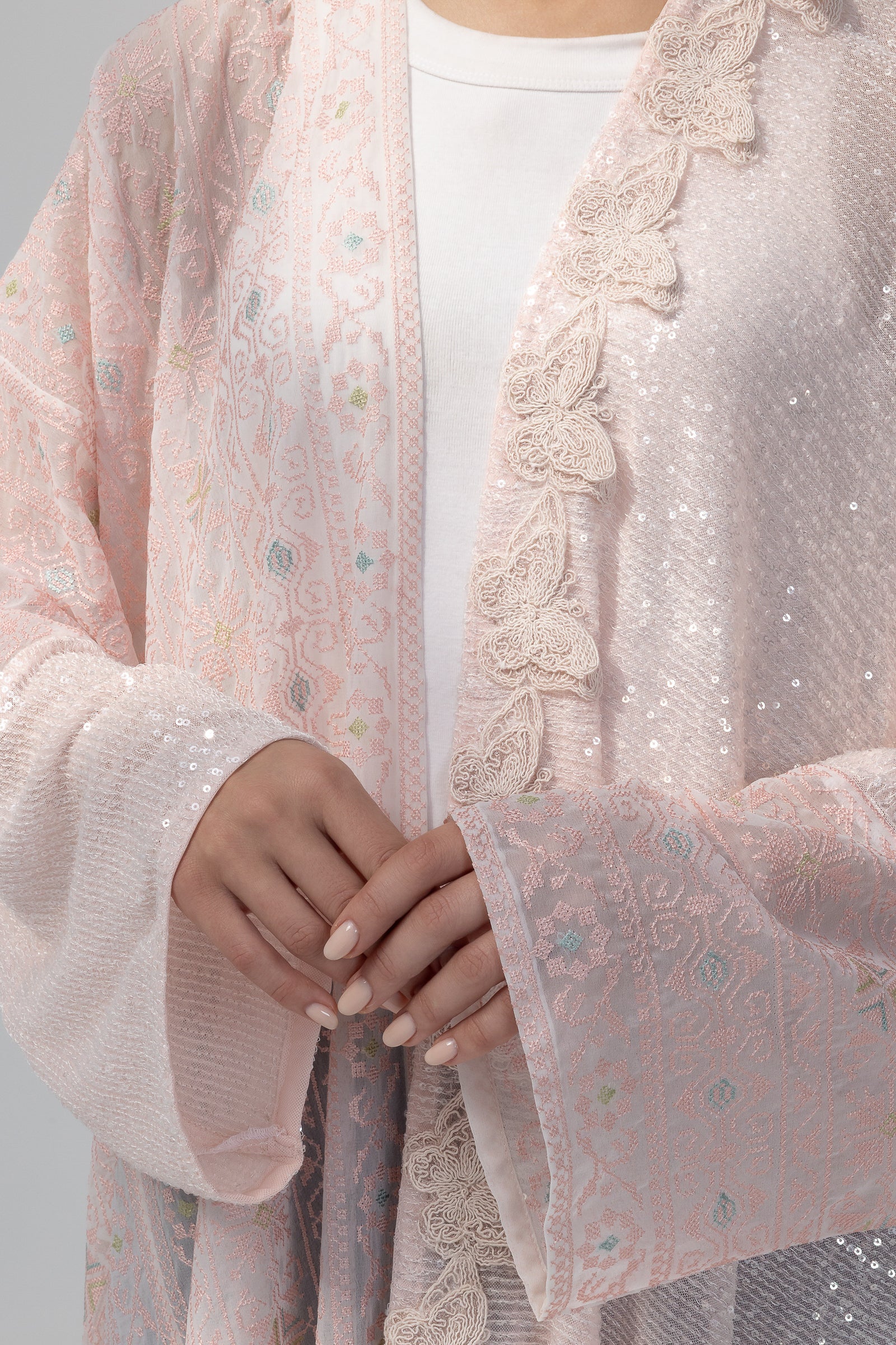 Blush Abaya with Butterfly Aplliqué