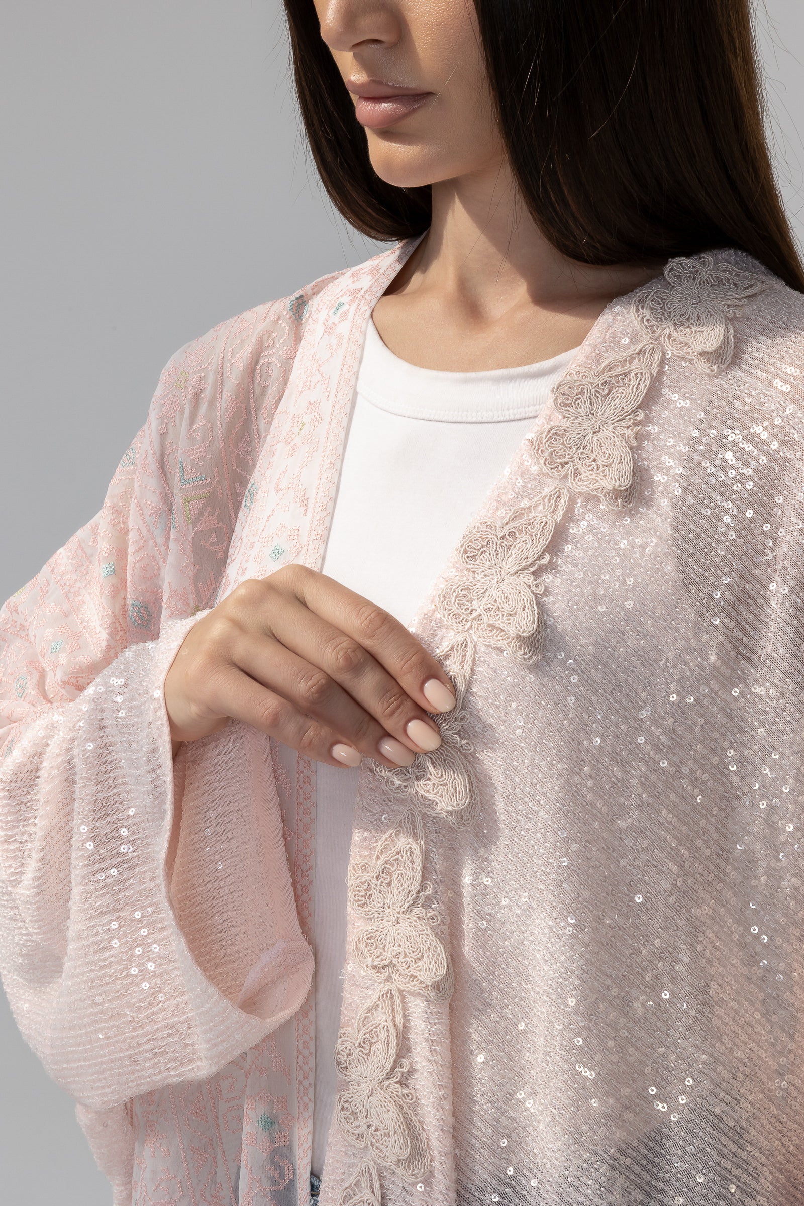 Blush Abaya with Butterfly Aplliqué