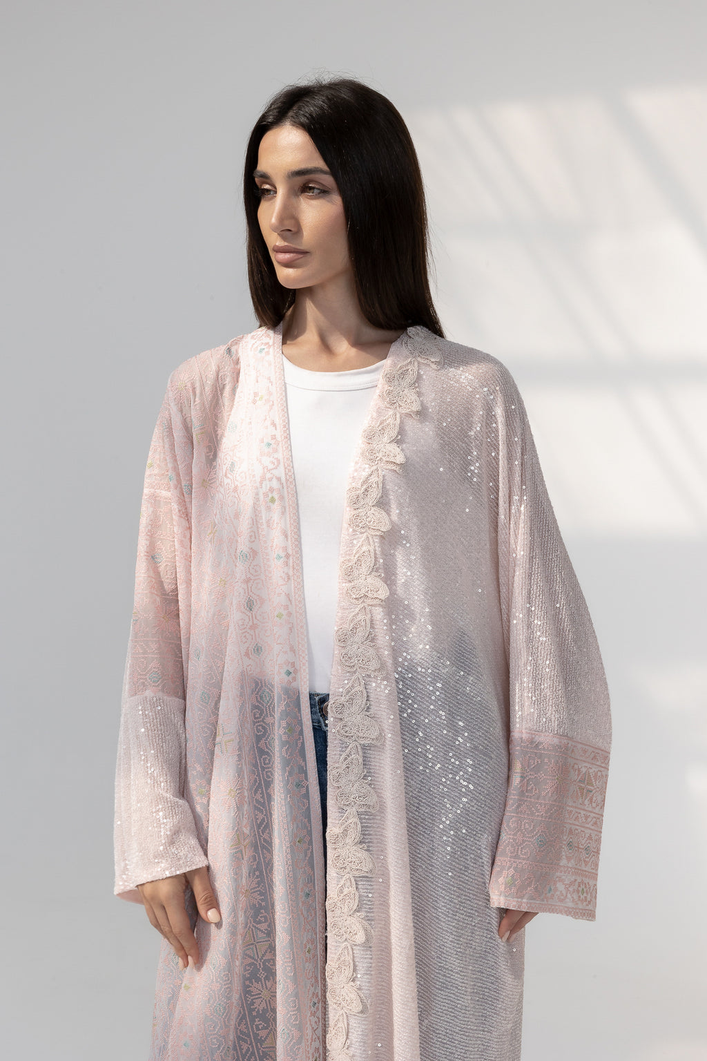 Blush Abaya with Butterfly Aplliqué