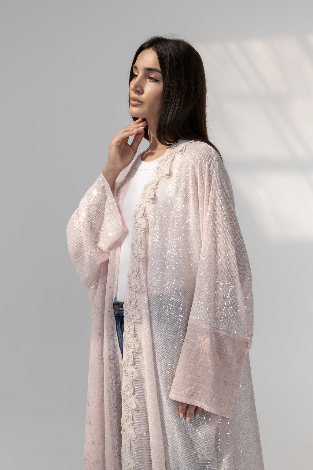 Blush Abaya with Butterfly Aplliqué