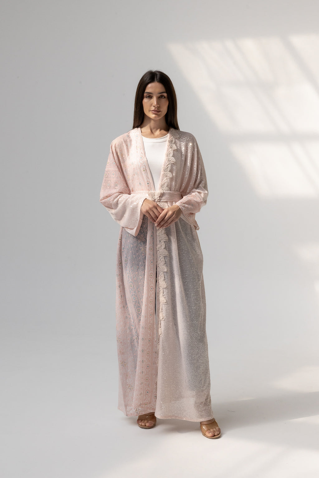Blush Abaya with Butterfly Aplliqué