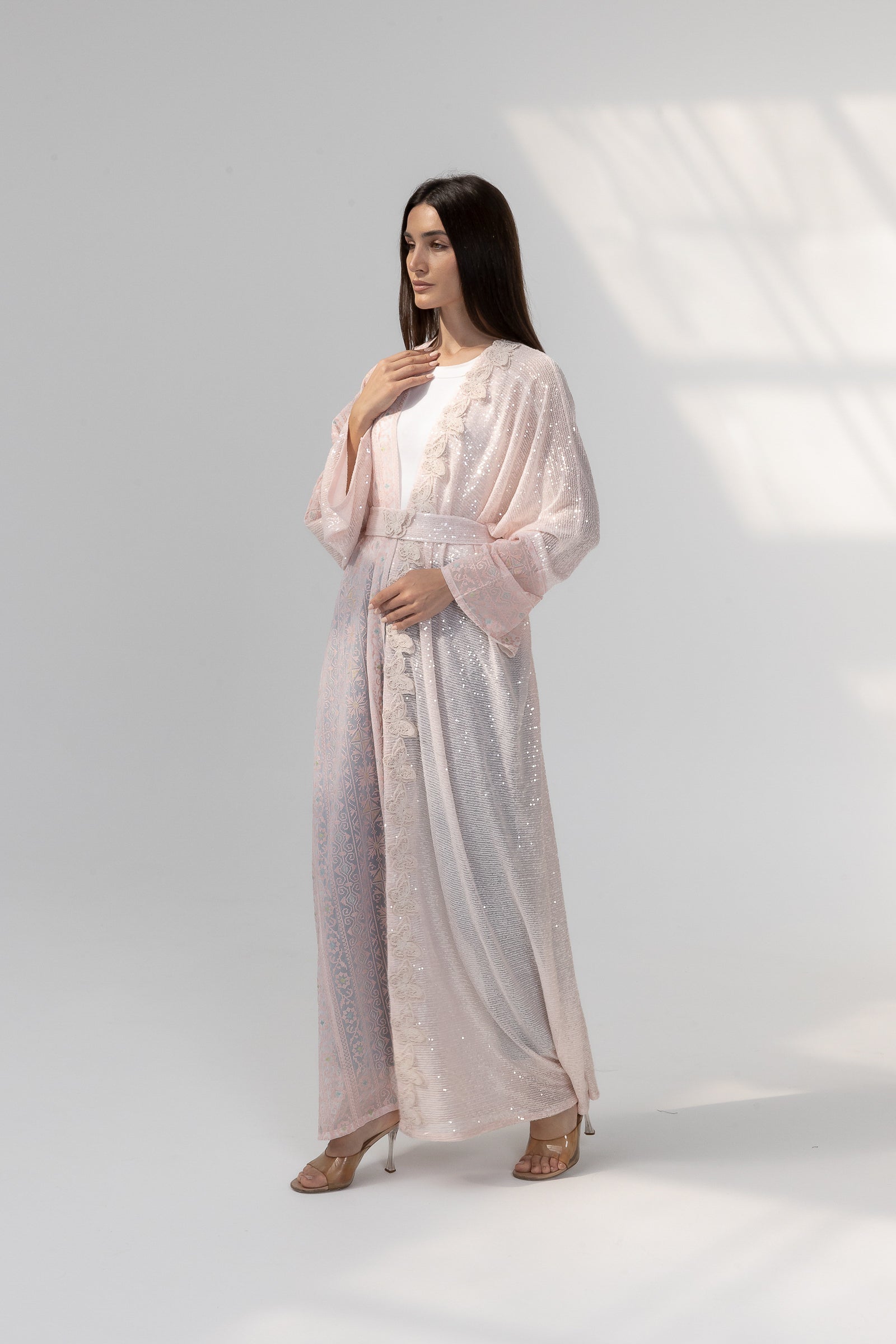 Blush Abaya with Butterfly Aplliqué