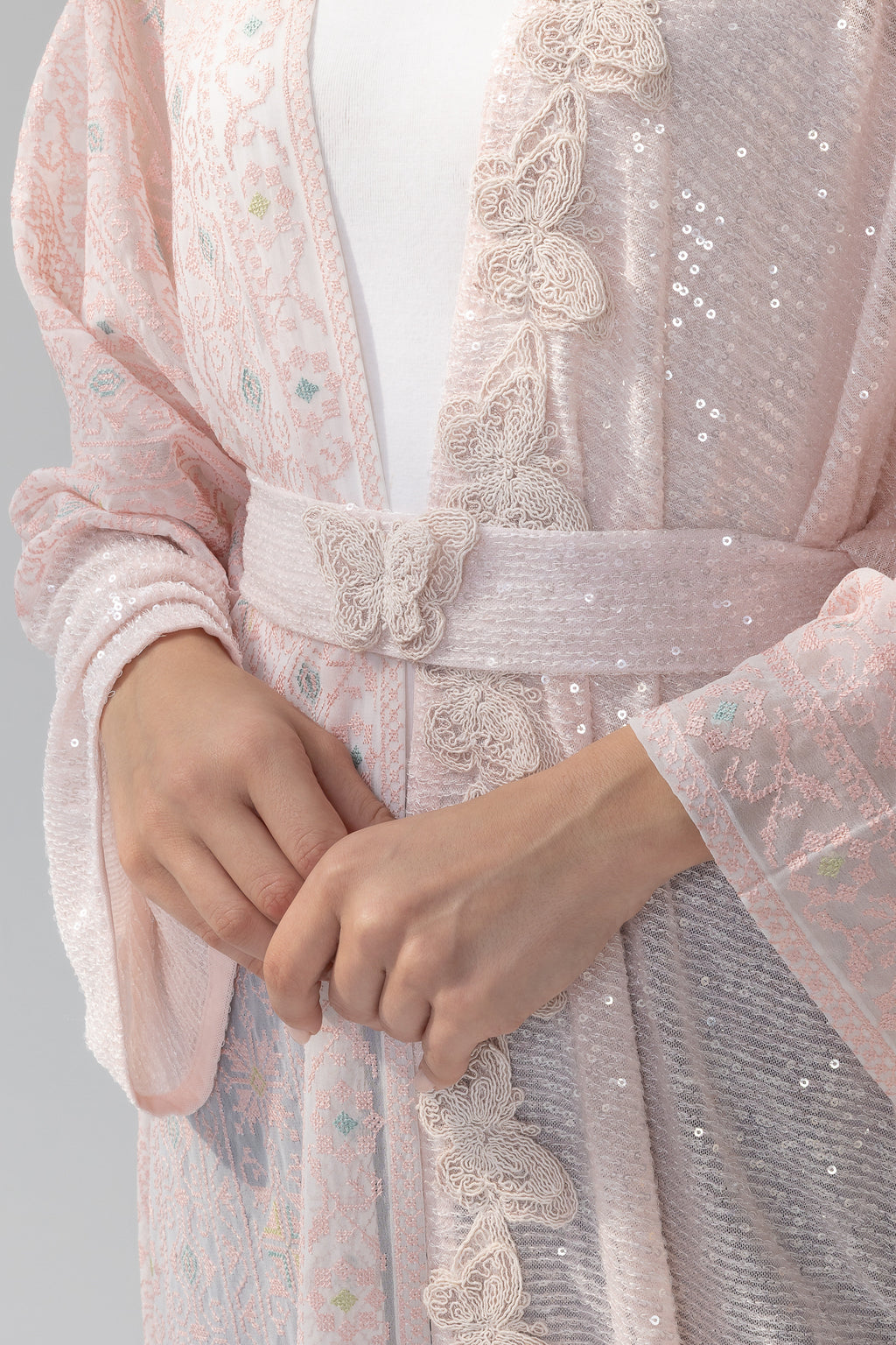 Blush Abaya with Butterfly Aplliqué