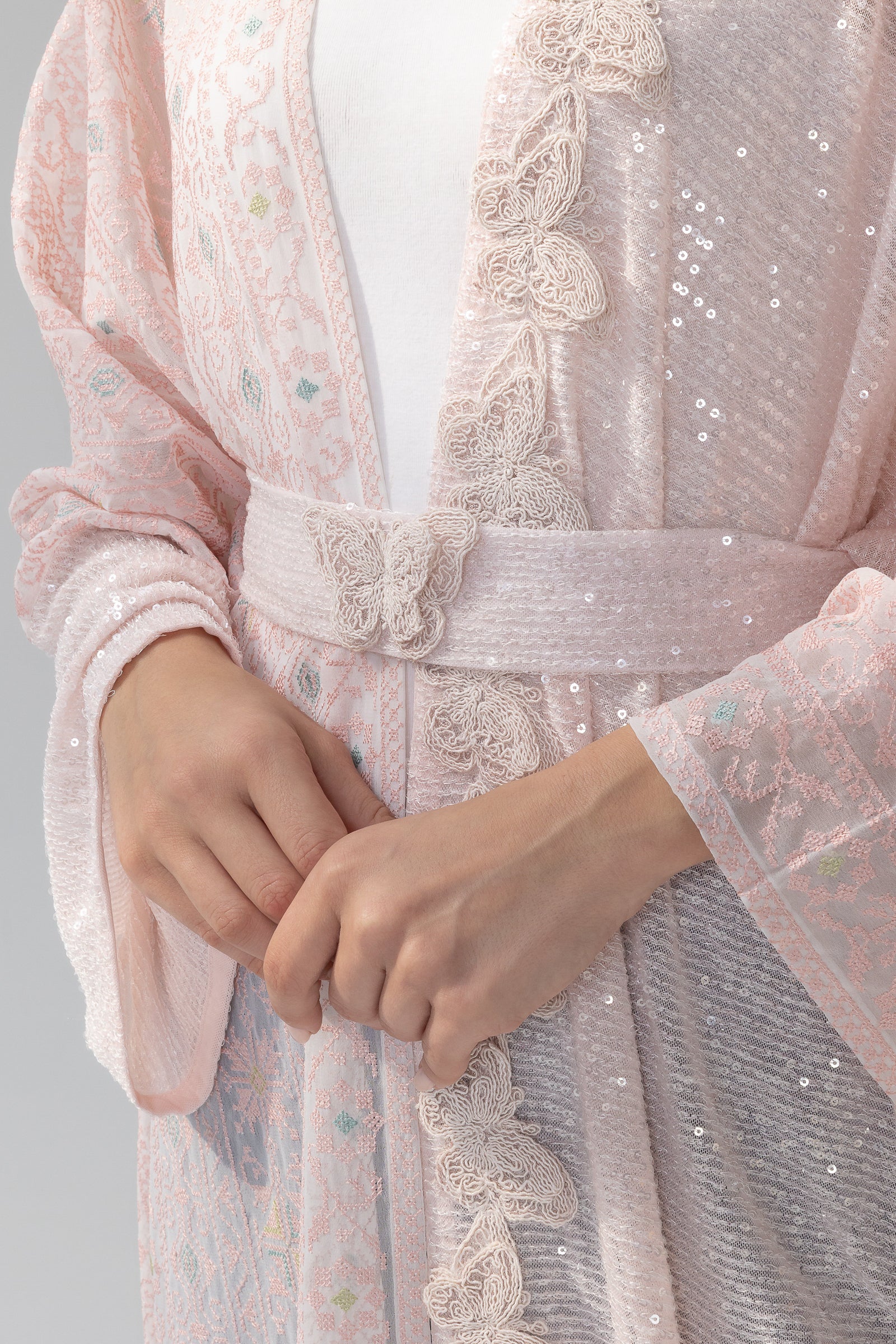 Blush Abaya with Butterfly Aplliqué