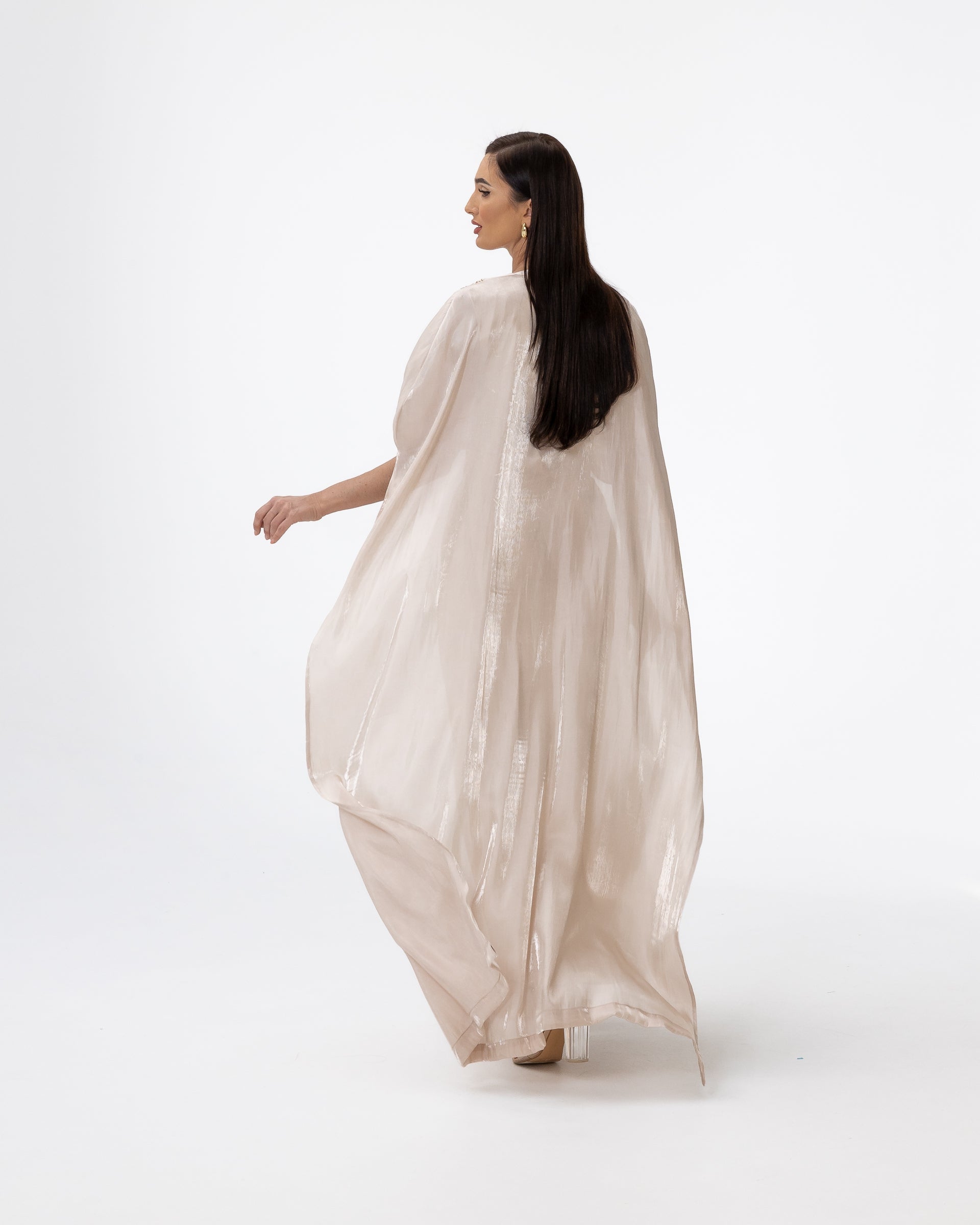 Ivory Abaya with Embroidered Belt