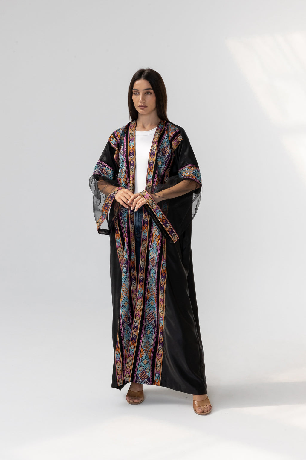 Black Abaya with Multicolor Embroidery