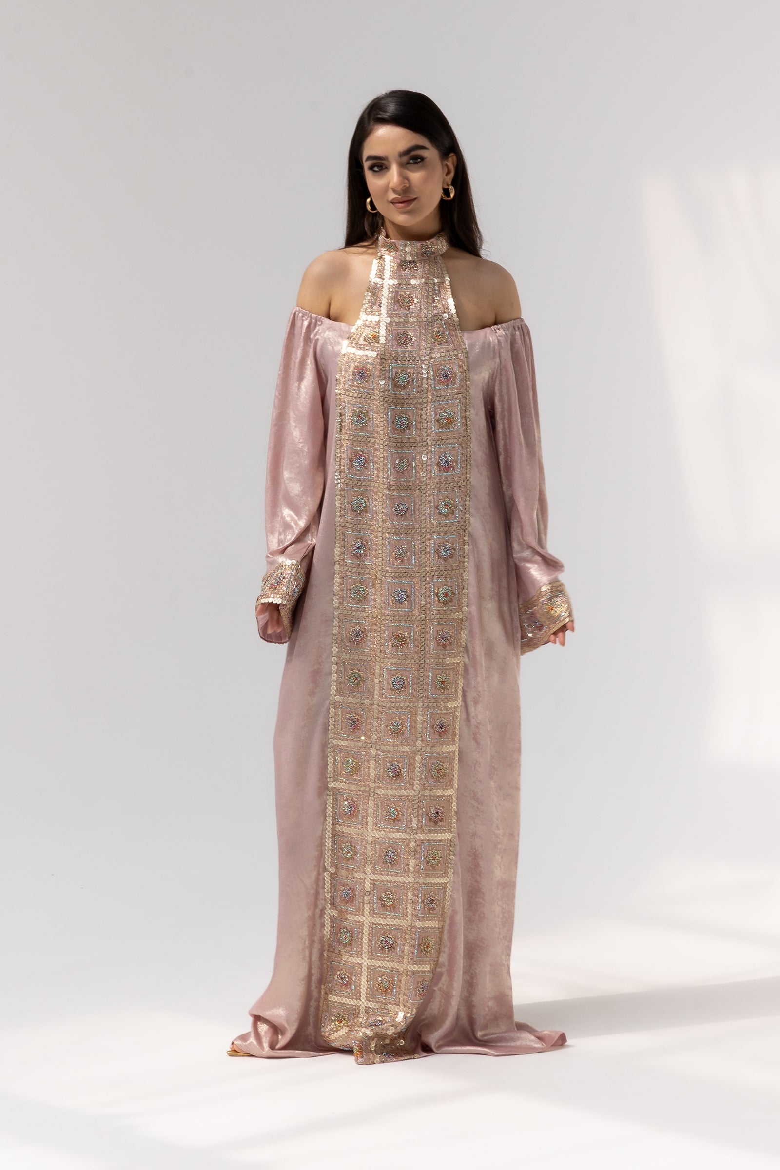 Blush Embroidered Panel Kaftan
