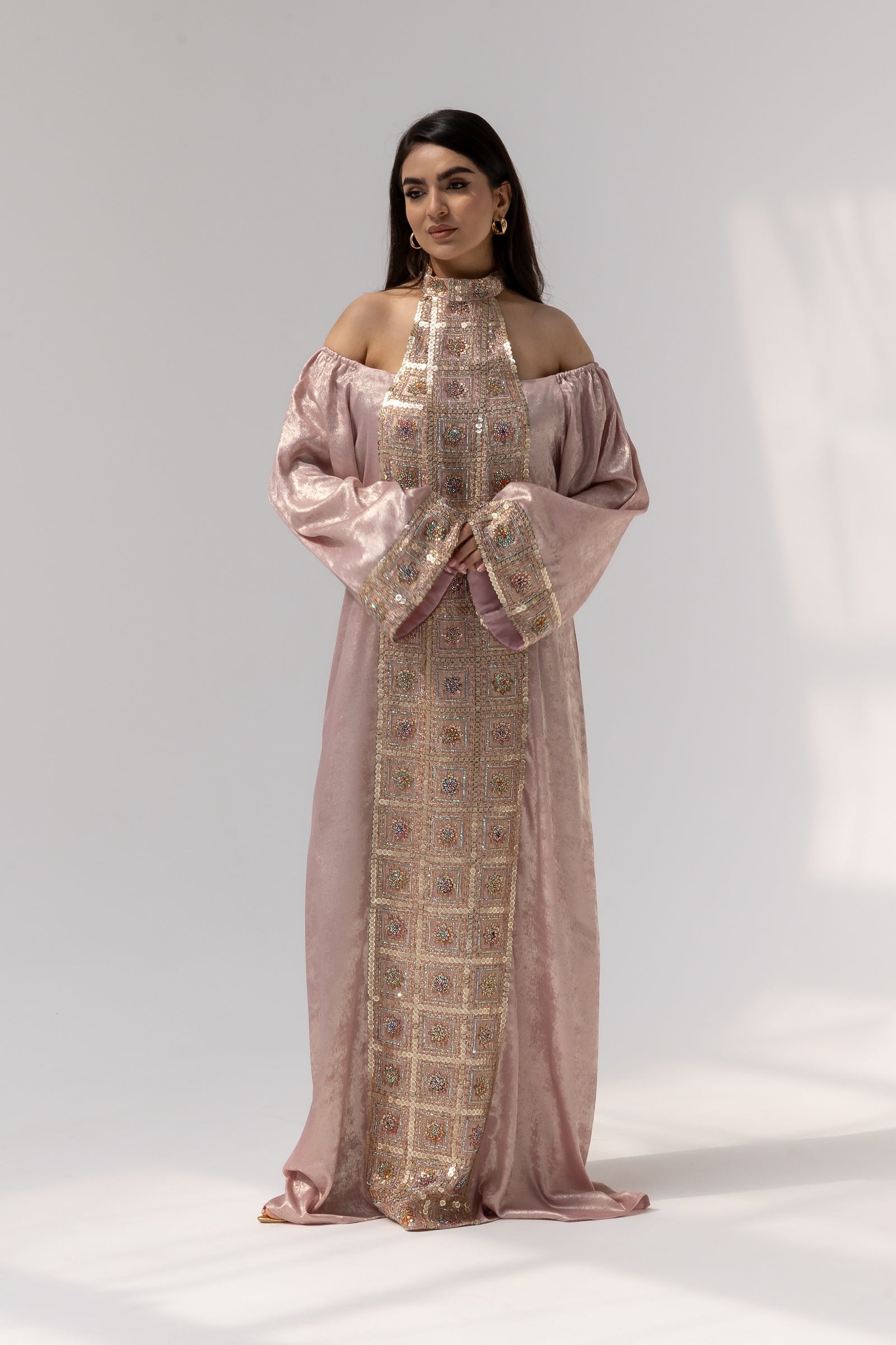 Blush Embroidered Panel Kaftan
