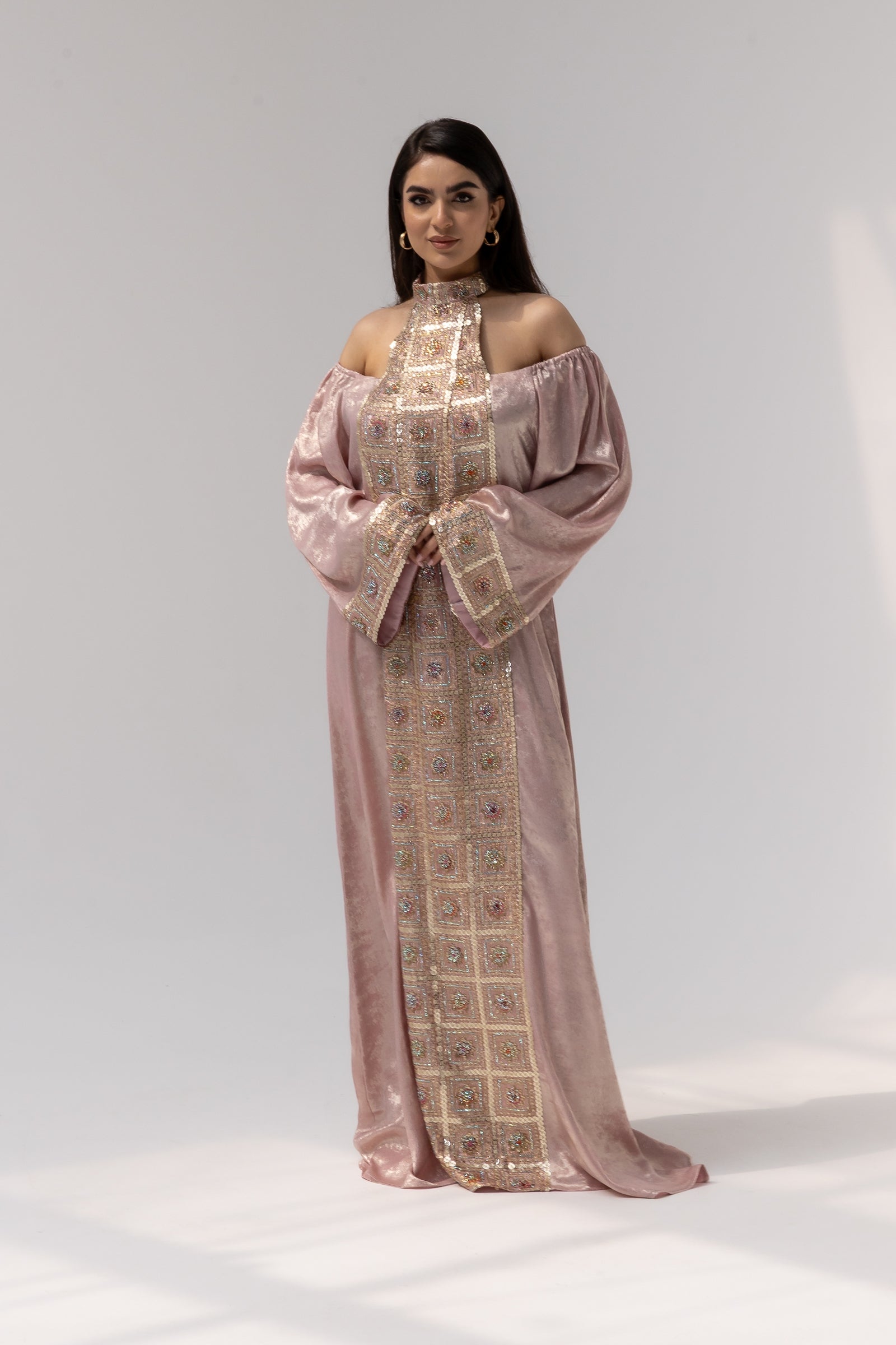 Blush Embroidered Panel Kaftan