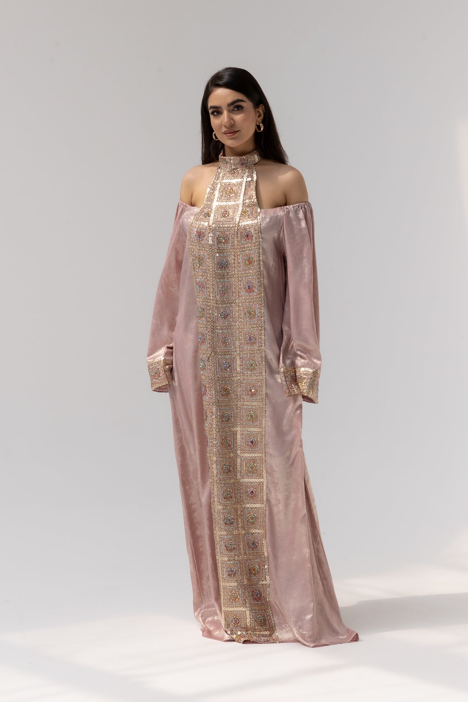 Blush Embroidered Panel Kaftan