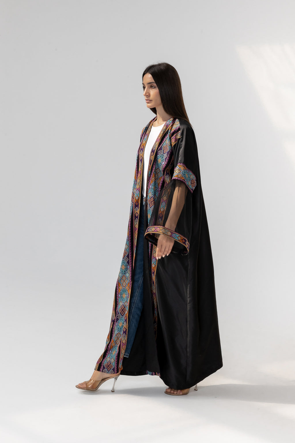 Black Abaya with Multicolor Embroidery
