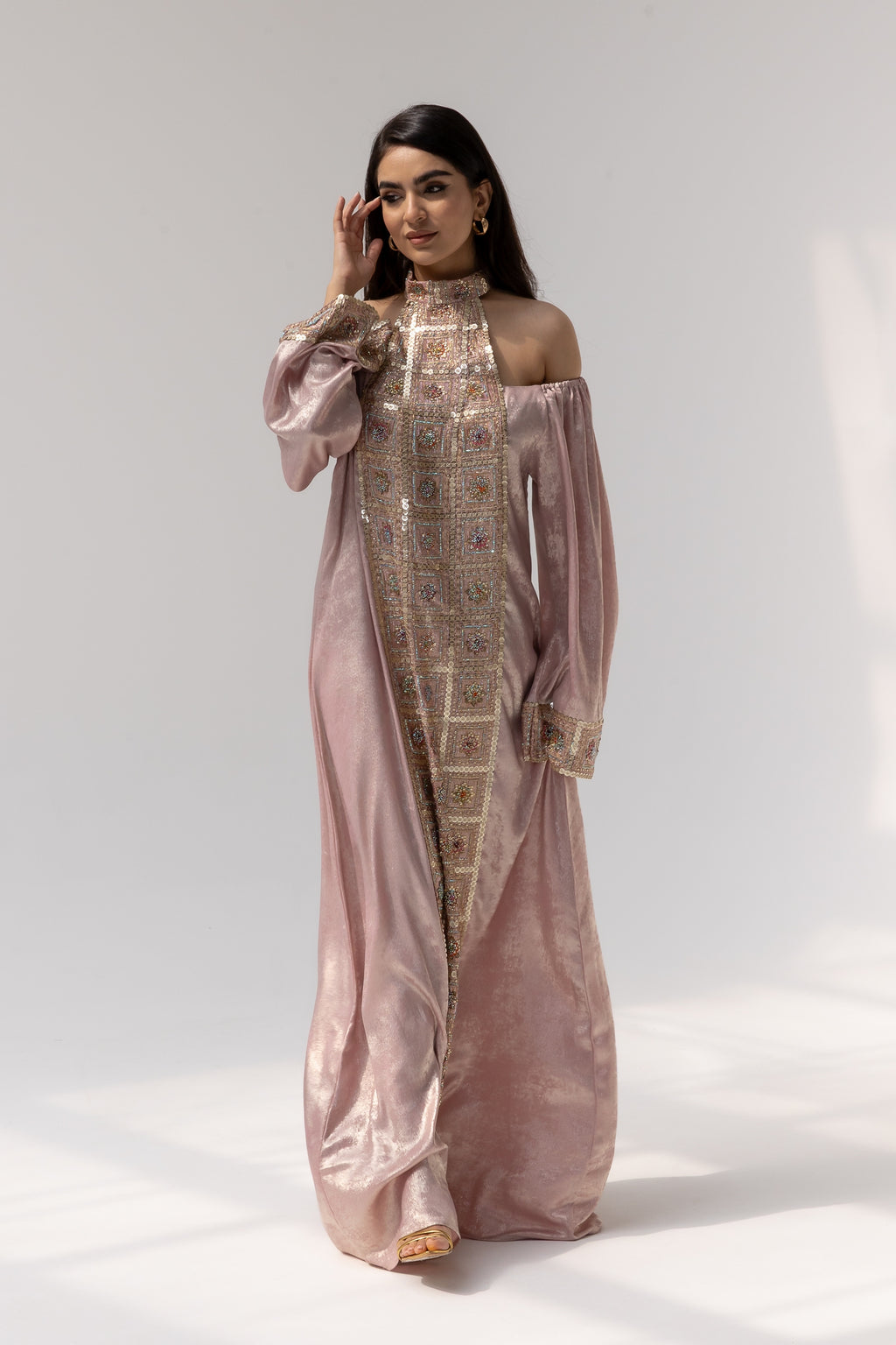 Blush Embroidered Panel Kaftan