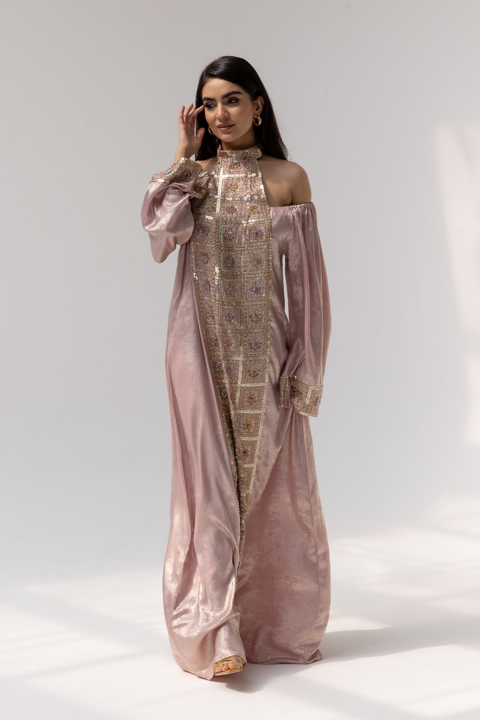 Blush Embroidered Panel Kaftan