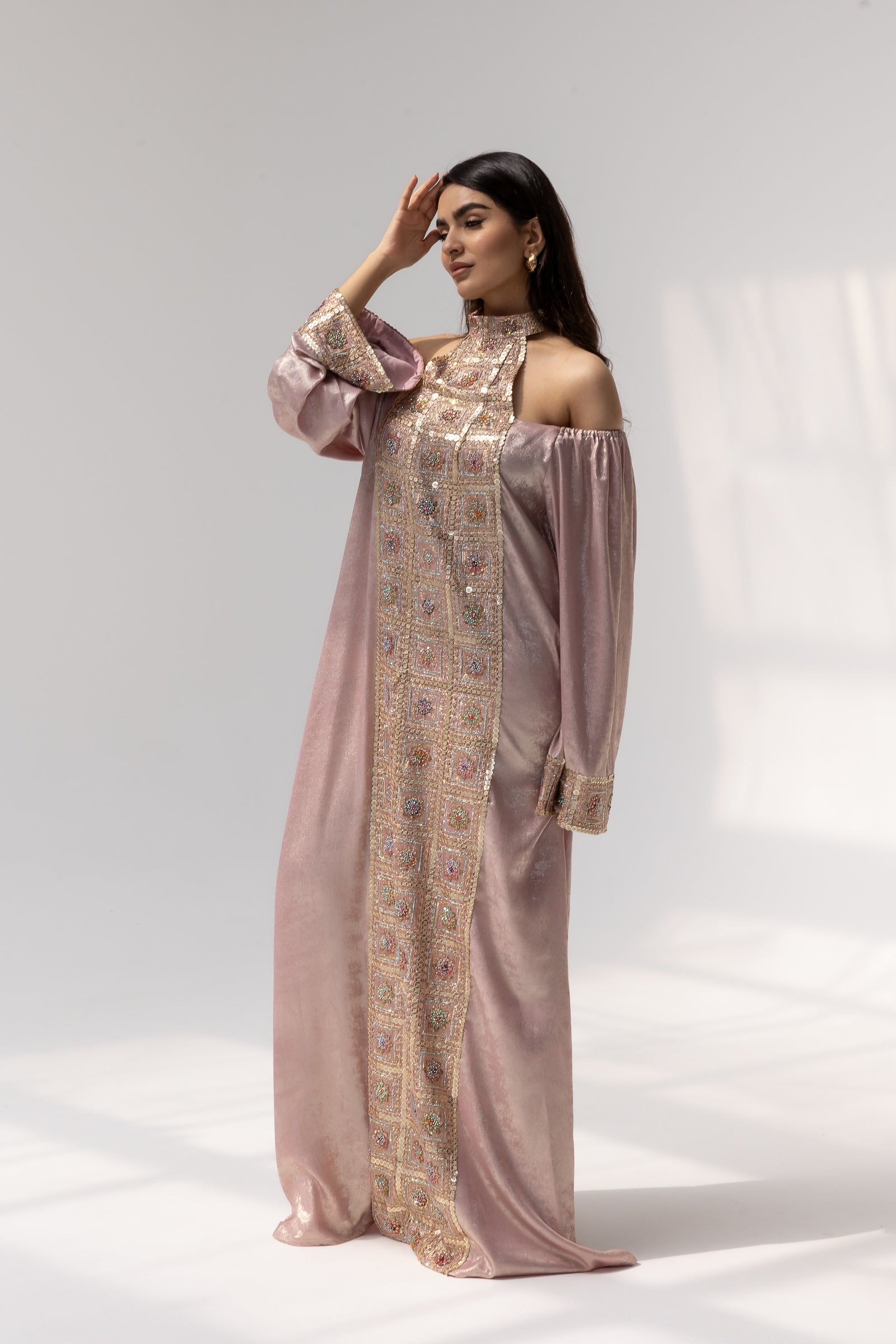 Blush Embroidered Panel Kaftan