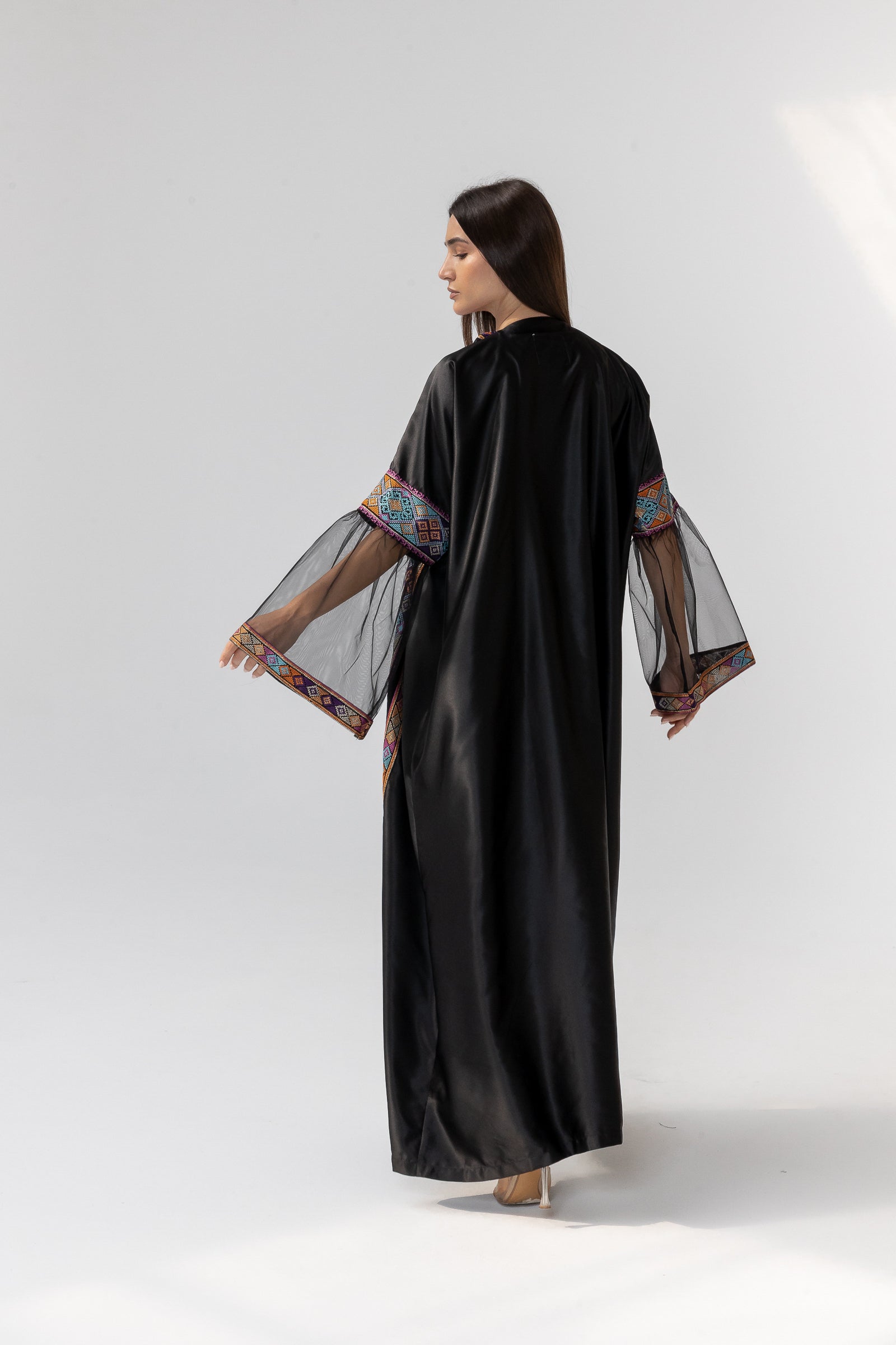 Black Abaya with Multicolor Embroidery