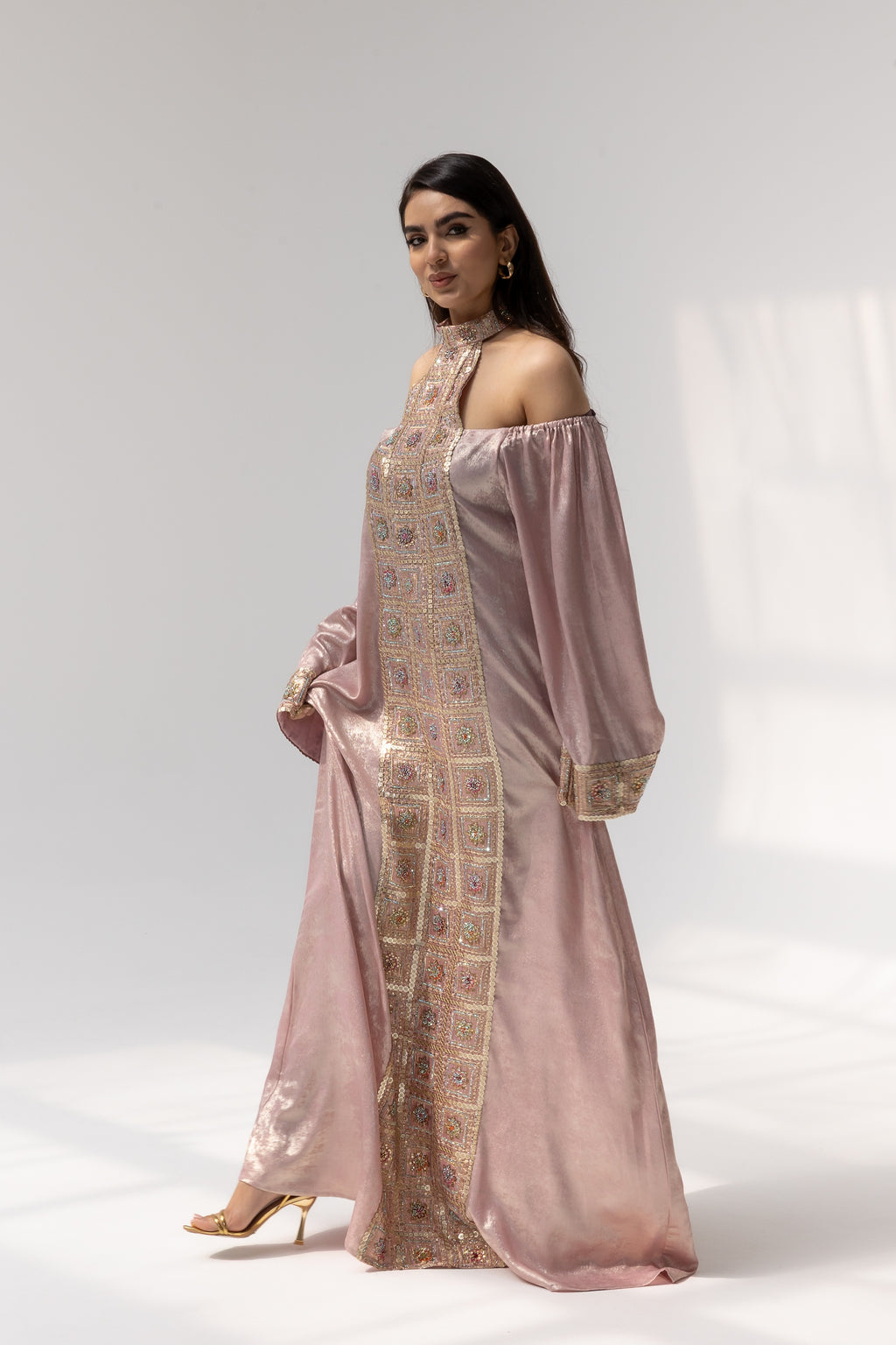 Blush Embroidered Panel Kaftan