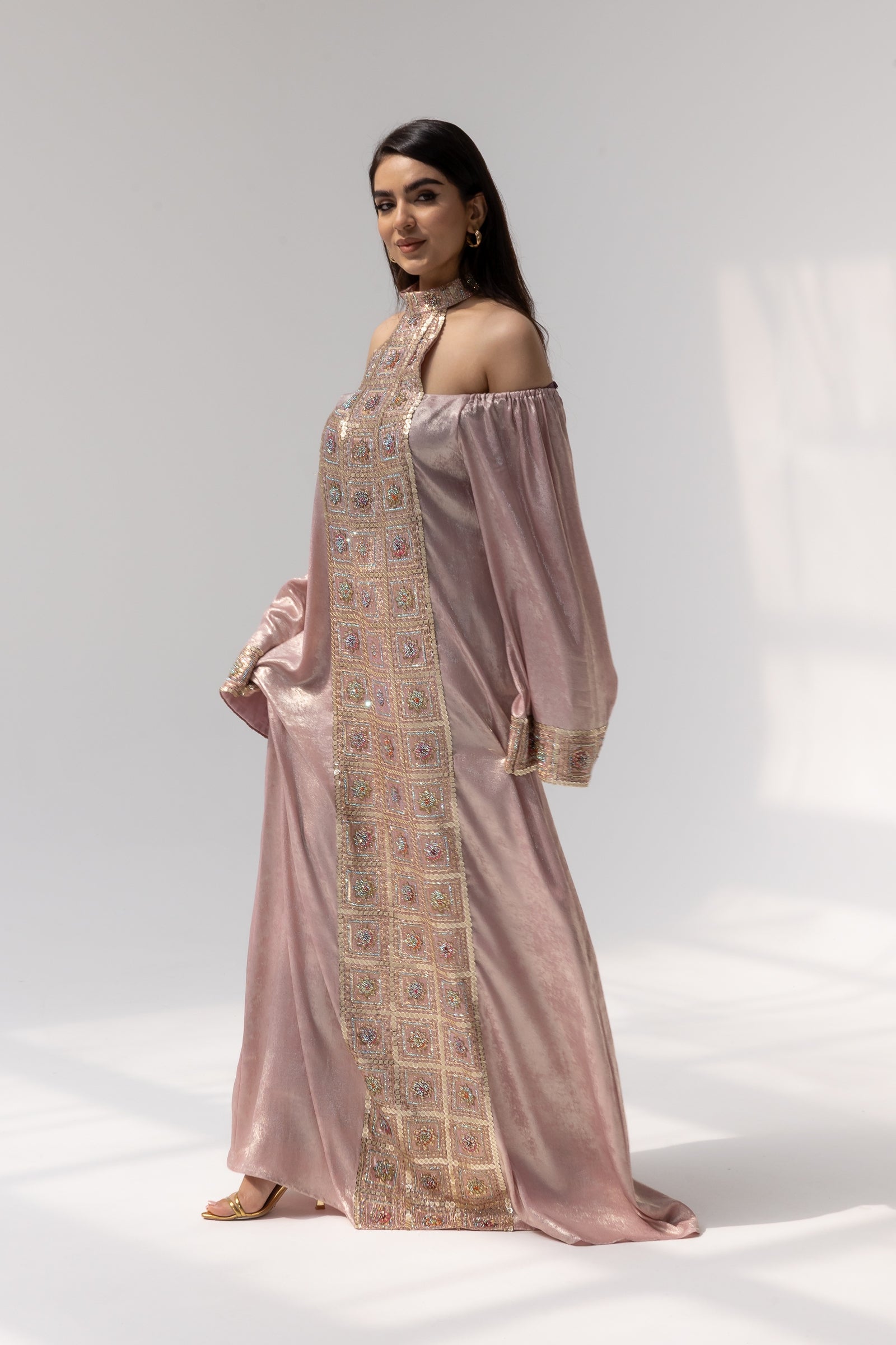Blush Embroidered Panel Kaftan