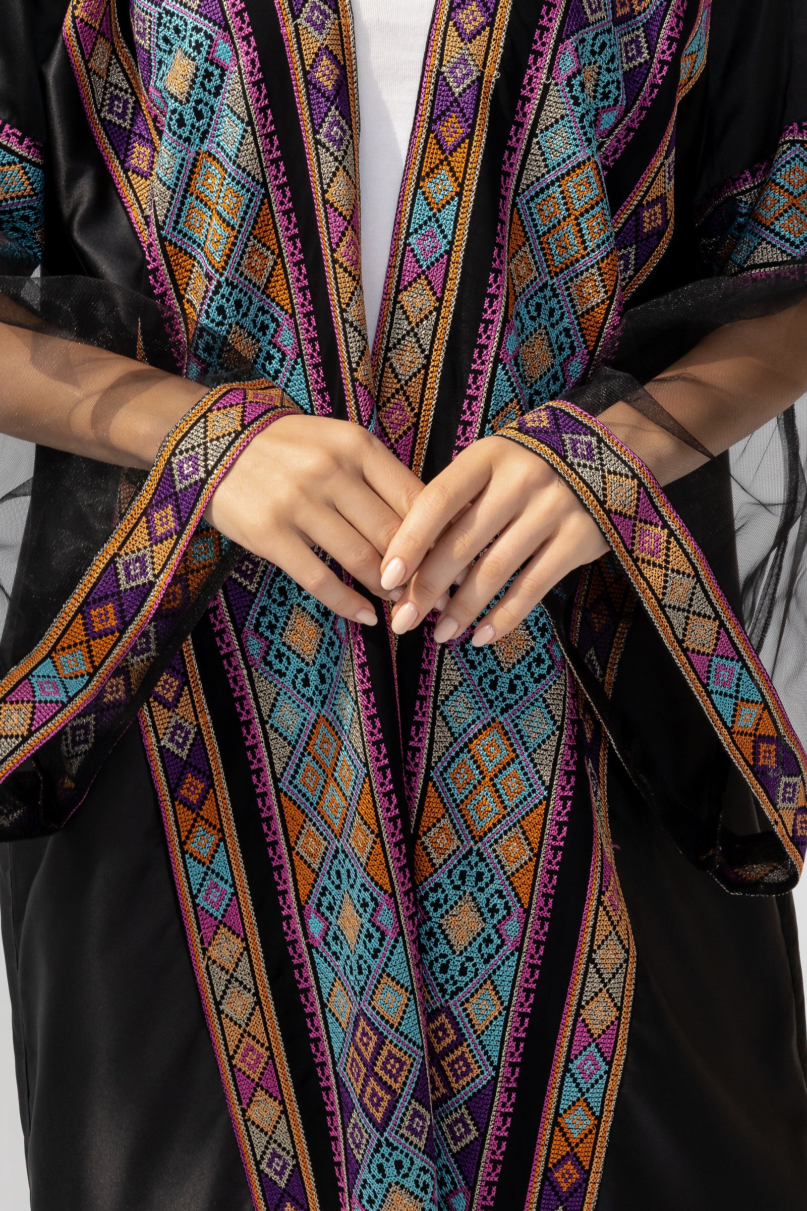 Black Abaya with Multicolor Embroidery