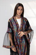 Black Abaya with Multicolor Embroidery