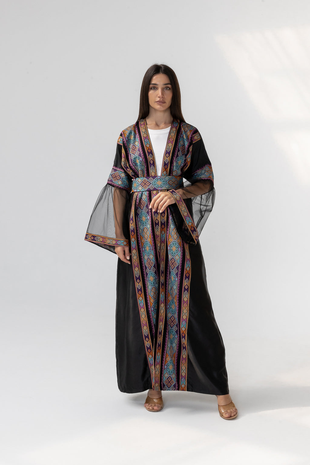 Black Abaya with Multicolor Embroidery