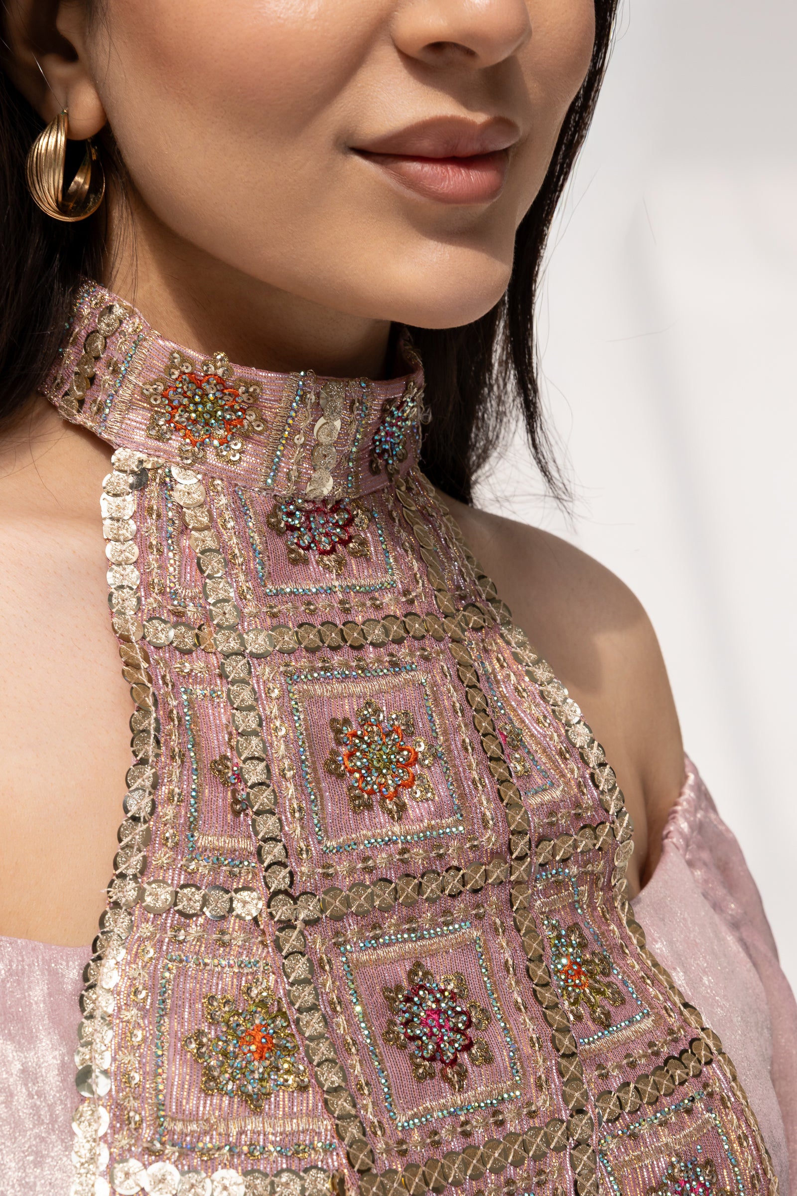 Blush Embroidered Panel Kaftan