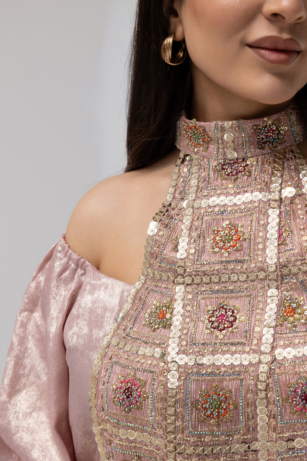 Blush Embroidered Panel Kaftan