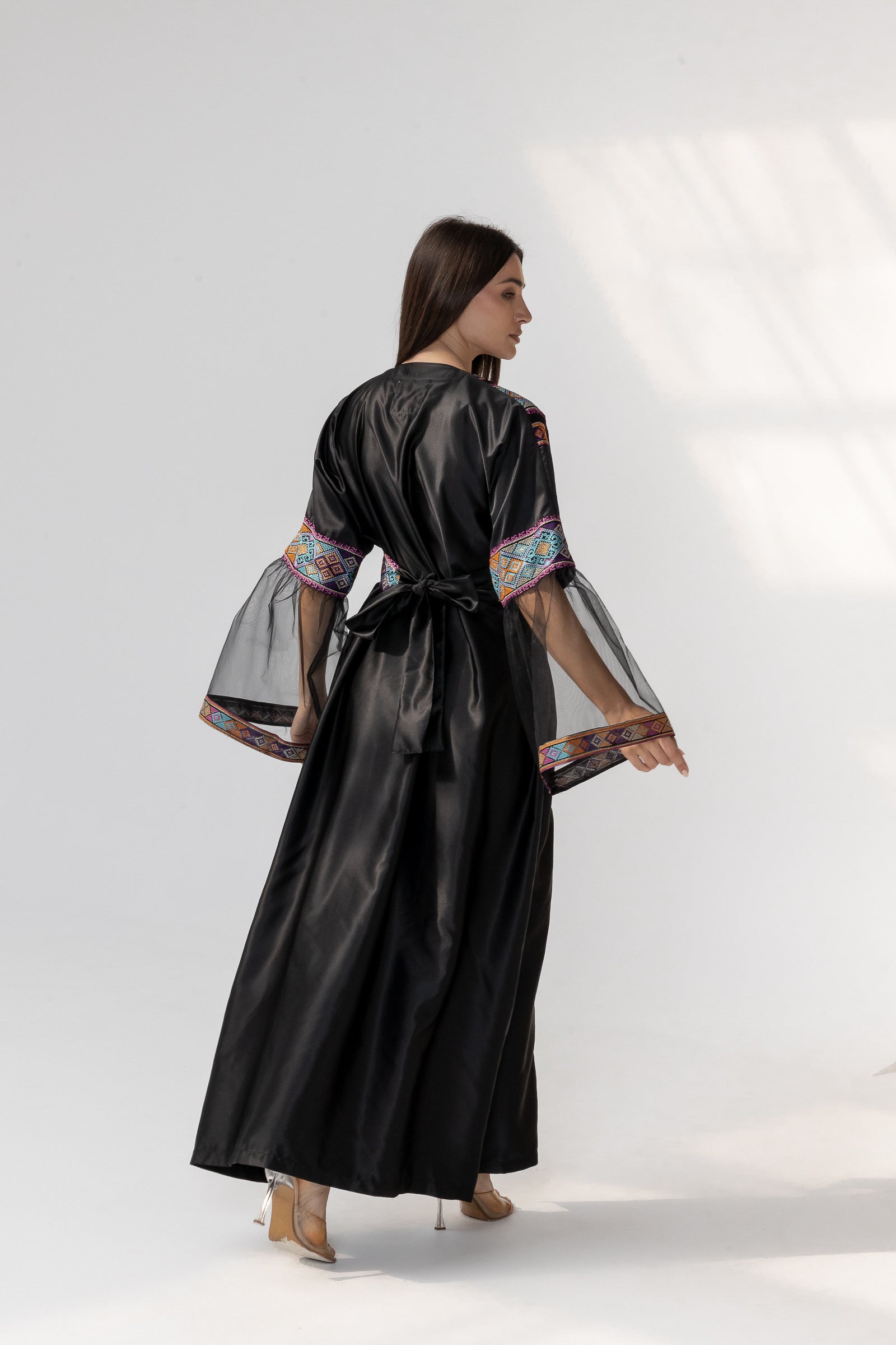 Black Abaya with Multicolor Embroidery